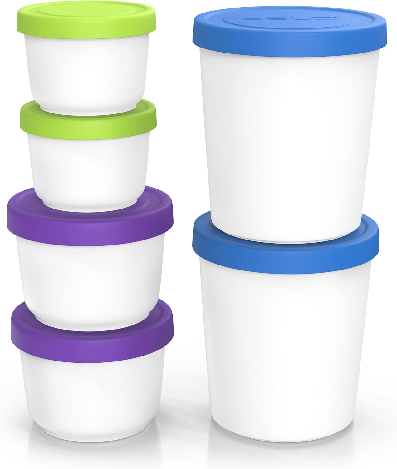 - Premium Ice Cream Containers (6 Pack - 1 Quart, 16Oz & 8Oz) Perfect Freezer Storage Tubs with Lids for Ice Cream, Sorbet and Gelato! - Blue | Purple | Green