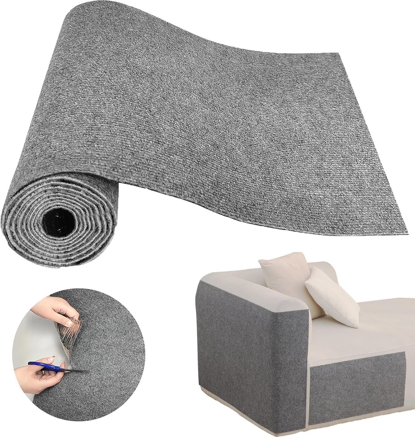 Cat Scratch Couch Furniture Protector, Adhesive Cat Scratch Pad Deterrent for Furniture, DIY Climbing Cat Scratcher Couch Protector from Cat Claws Scratching for Indoor (Lightgrey,39.3X15.8In)