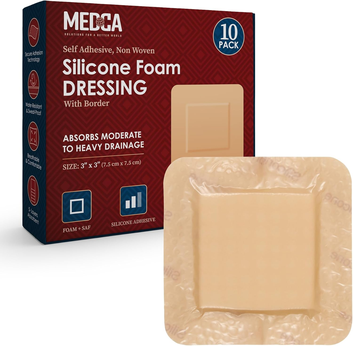Silicone Foam Dressing W/Adhesive Border 3