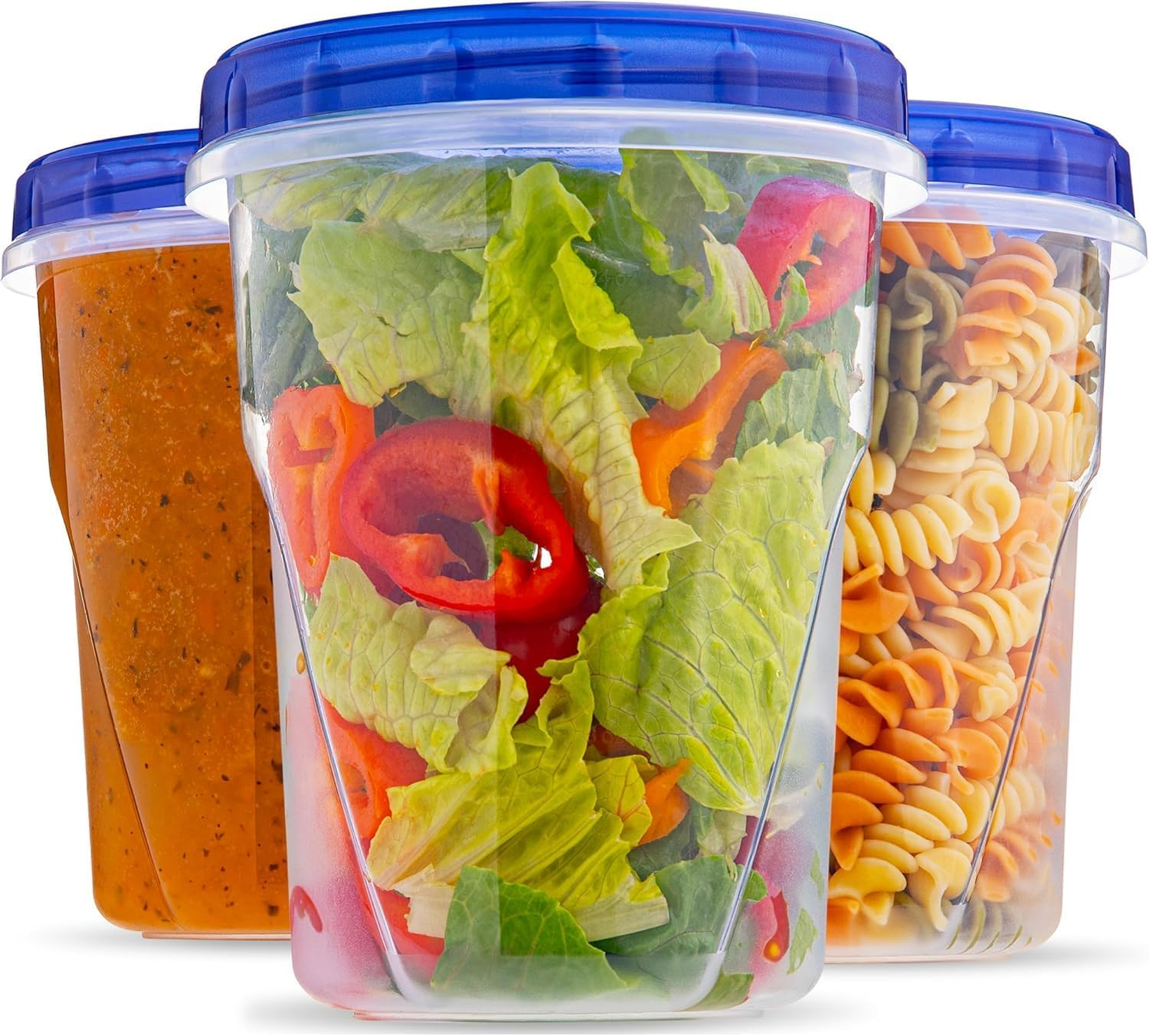Plastic Food Deli Containers With Twist Top Lids - 32 Oz 3 Pack Soup & Storage