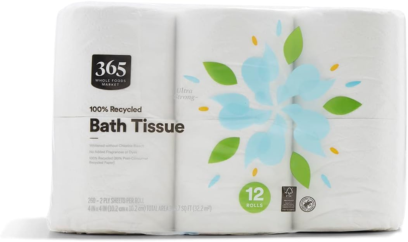 , 100% Recycled Bath Tissue, Ultra-Strong, 260 Sheets per Roll, 12 Count