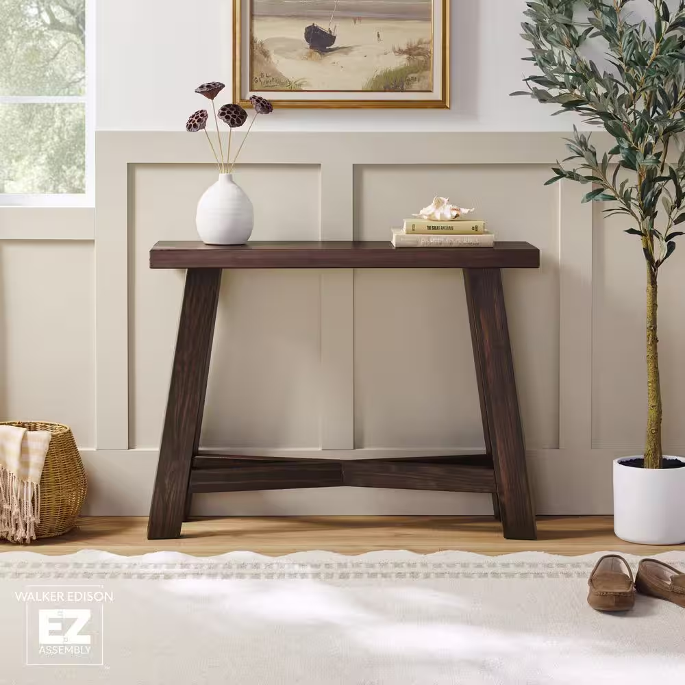 Colt 40 In. Espresso Rustic Rectangle Solid Wood Console Table for Entryway