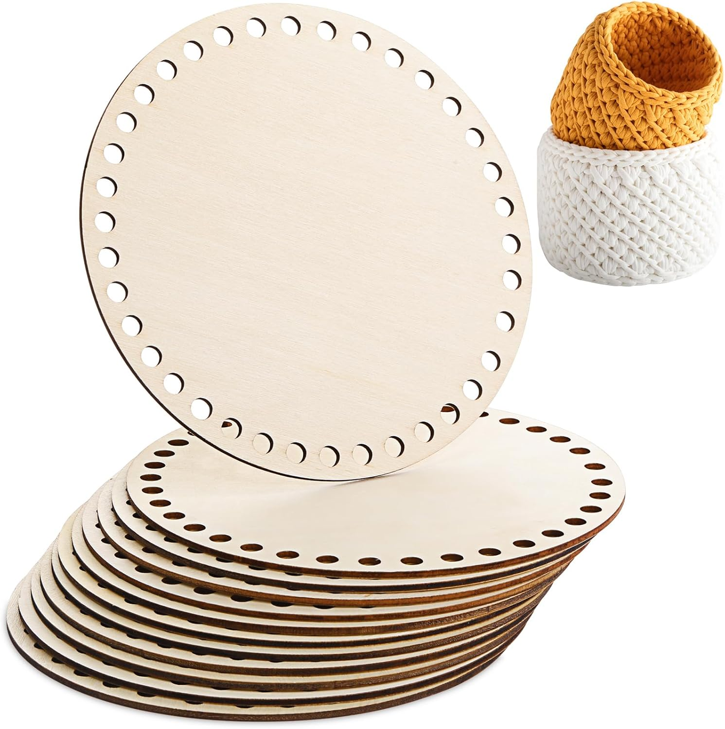 12 Pcs Wooden Basket Bottom Moses Crochet Basket Round Base Unfinished Wood Knitting Base for DIY Craft Weaving Making Supplies Home Decoration(6 Inches)