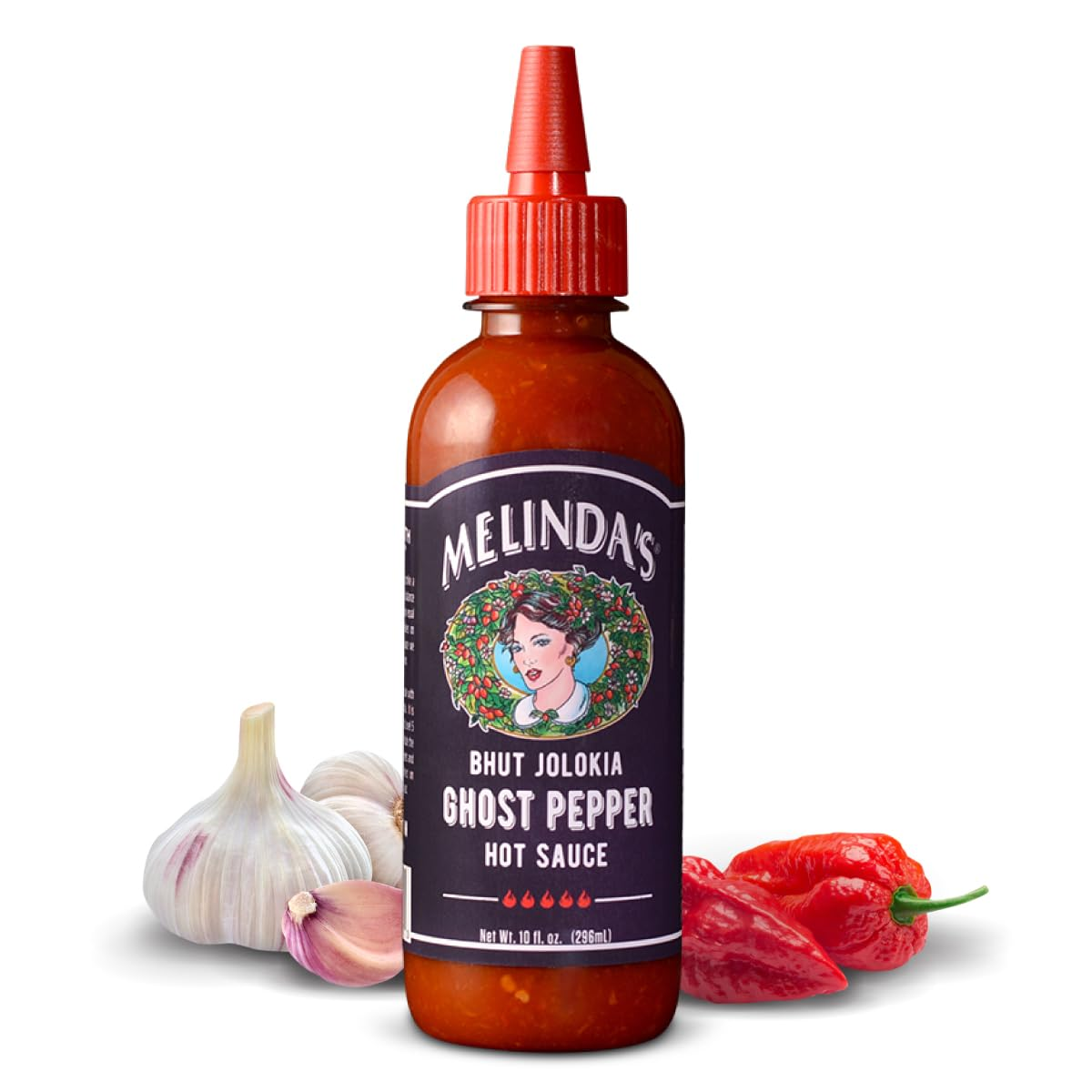 Melinda’S Ghost Pepper Hot Sauce - Gourmet Extra Spicy Hot Sauce - Made with Fresh Ingredients, Ghost Peppers (Bhut Jolokia), Habanero Pepper, Carrot, Garlic, Lime Juice - 10Oz Squeeze, 1 Pack