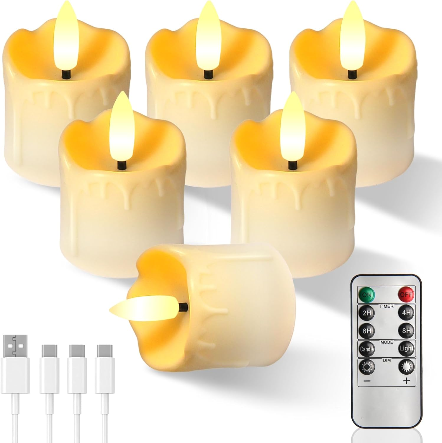Rechargeable Flameless Tea Light Candles with Remote, 1.5