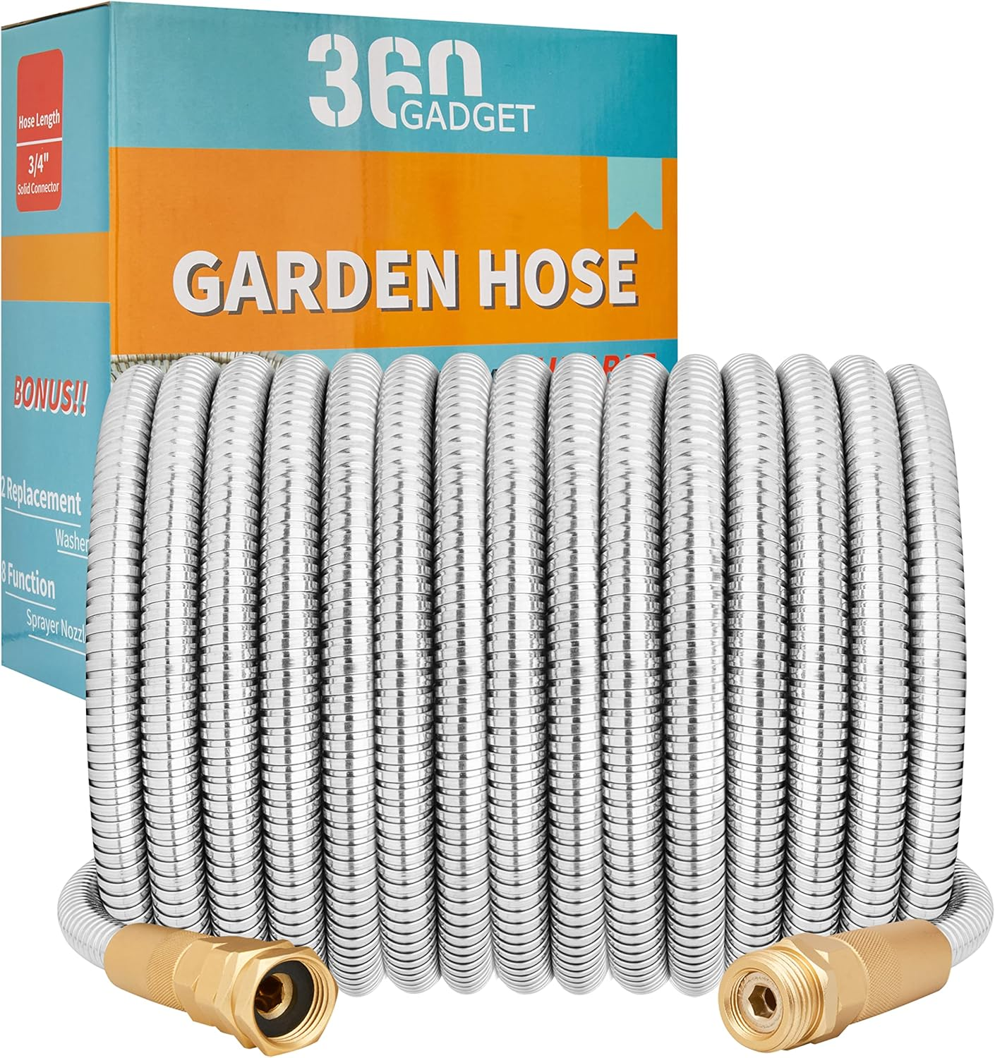 Garden Hose - Flexible Short Water Hose with Metal Fitting, 5 Ft Leader Hose, Heavy Duty Hoses Extension for Rv, Outdoor, Small Garden, Yard, 304 Stainless Steel