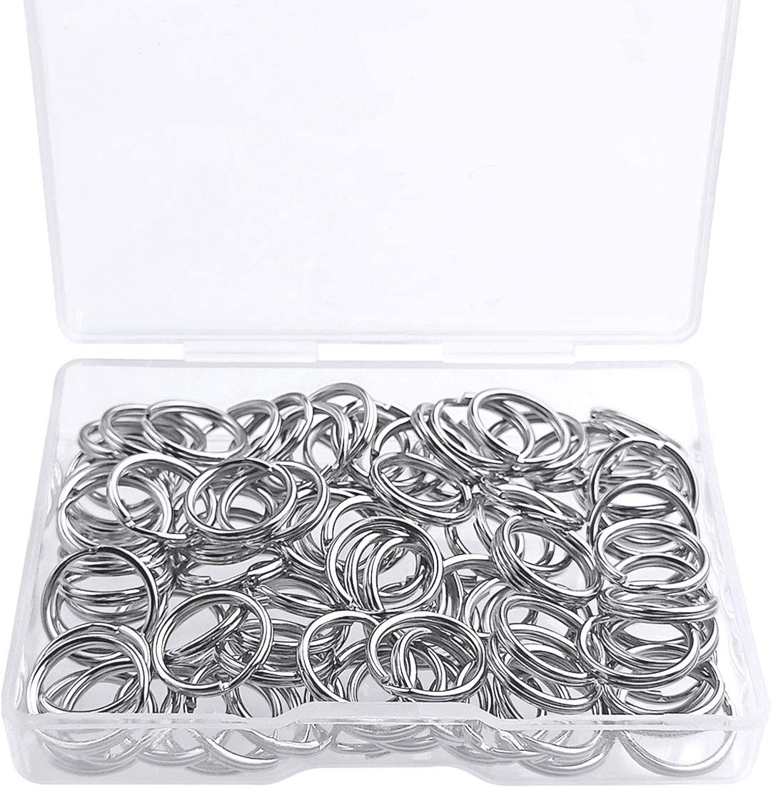 100 Pcs Split Ring, Small Key Rings Bulk Split Keychain Rings DIY Craft Metal Keychain Connector Accessories (12Mm)