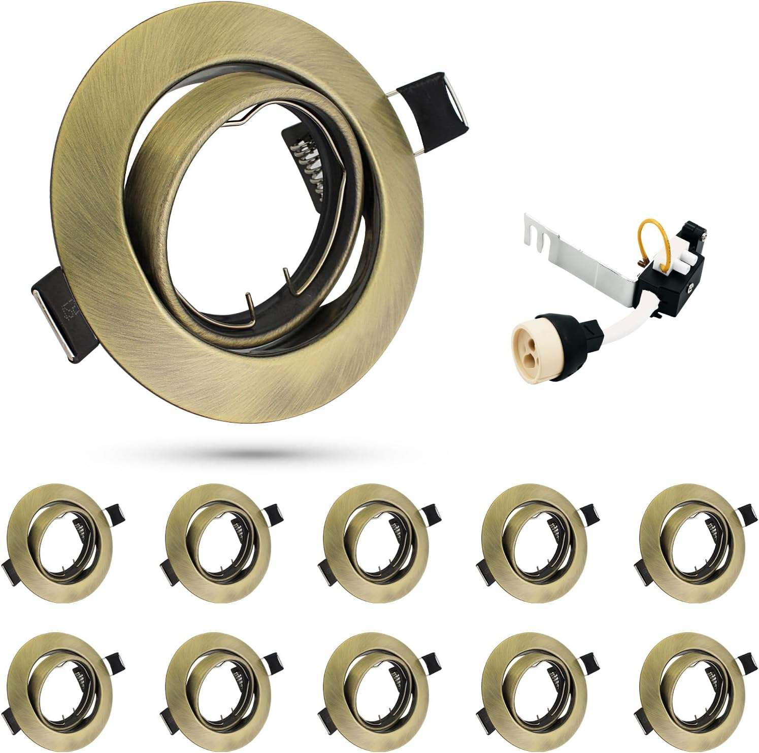 10X Downlights GU10 Spot Lights round Antique Brass