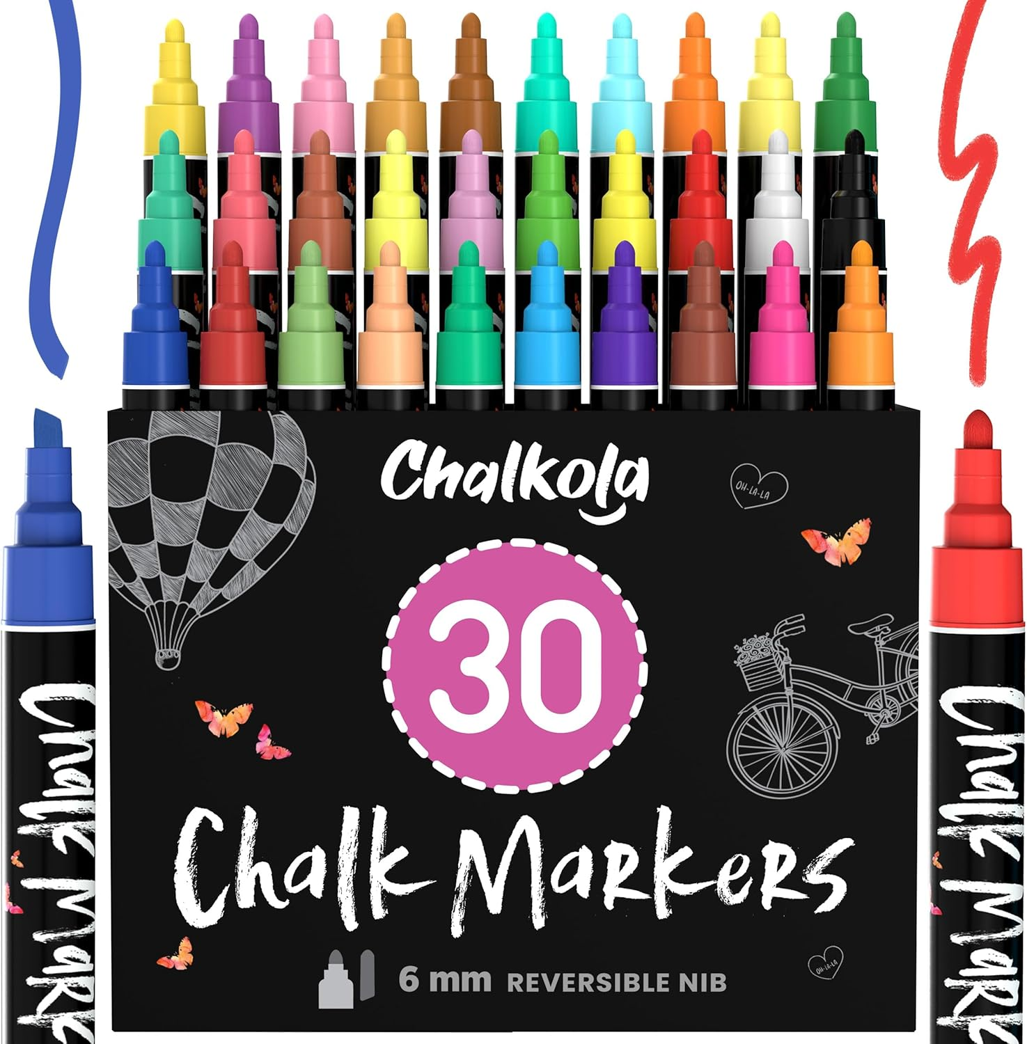 Chalkola Extra Fine Tip Liquid Chalk Markers (30 Pack 1mm) Pastel + Neon Chal... - Picture 11 of 15