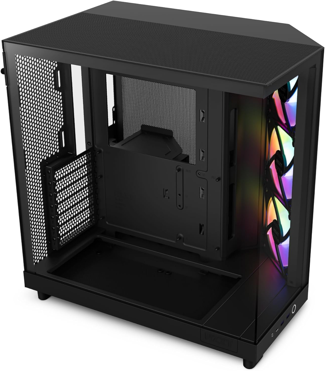 NZXT H6 Flow RGB Mid-Tower Airflow Case with 3 RGB Fans, Panoramic Glass Panels, Cable Management - Black