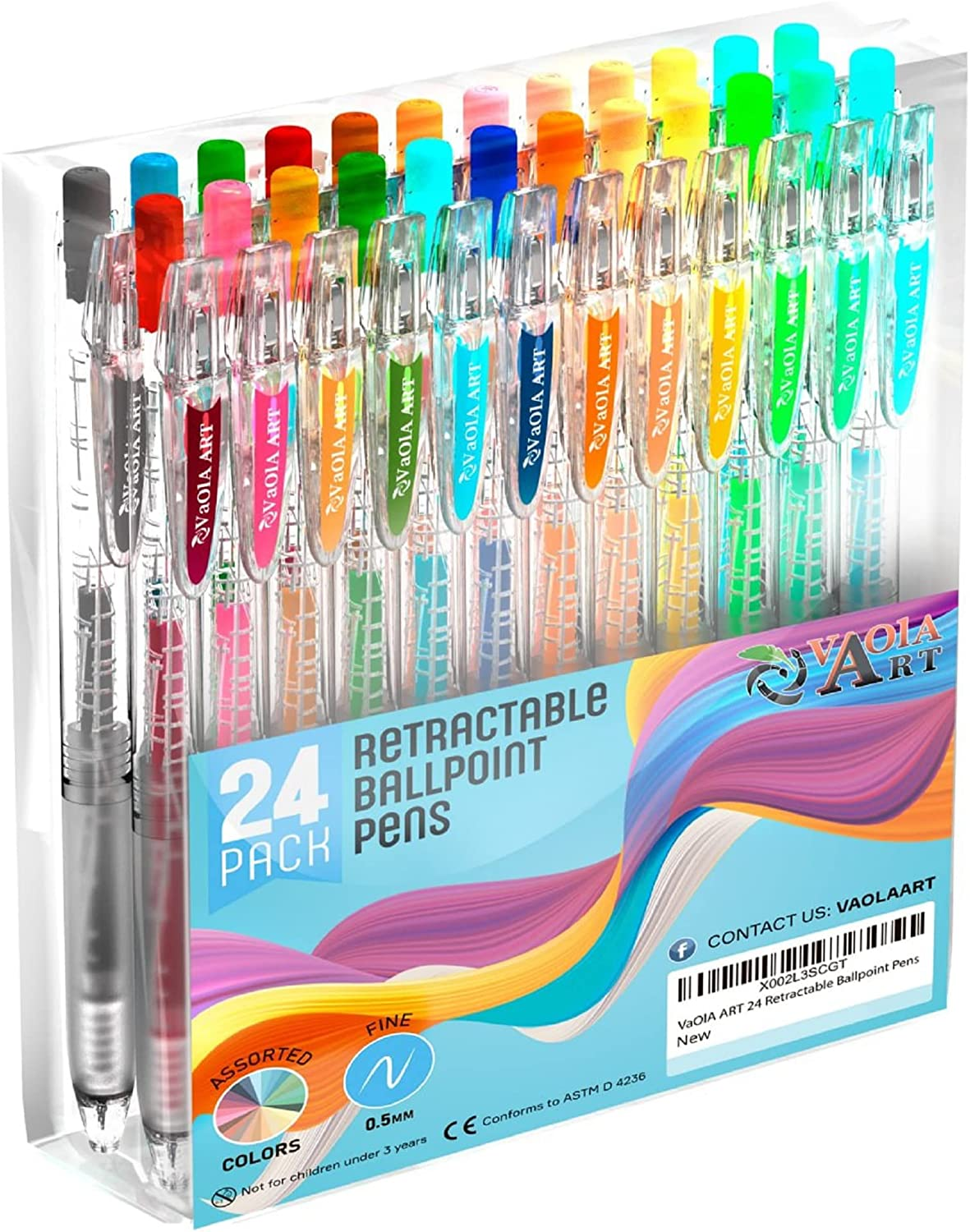 Retractable Gel Pens - Colored Pens for Adult Coloring - Cute Pen Set 24 Colors - Colored Gel Pens Art and School Supplies
