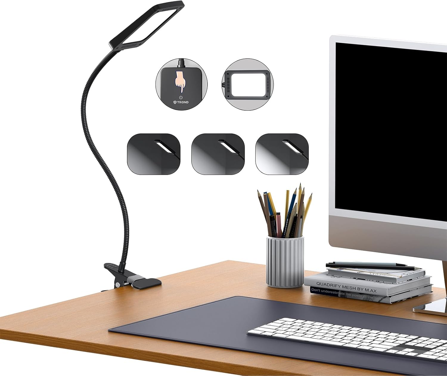 LED Desk Lamp with Clamp, 1000LM Super Bright 3-Level Dimmable Desk Light 6000K Daylight, Extra-Long Flexible Gooseneck Clip on Light, Eye-Care Clamp Lamp for Painting, Workbench,Reading, Sewing
