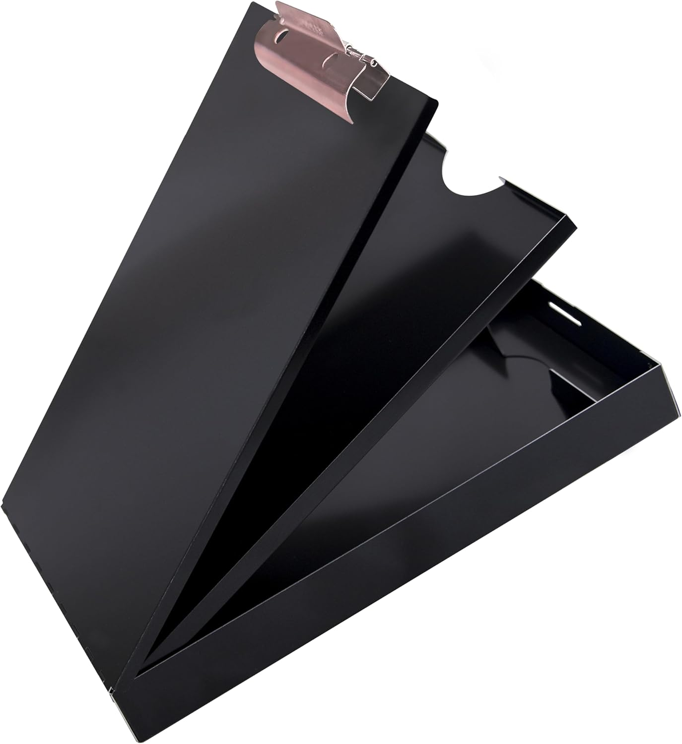 Metal Clipboard with Storage Black Dual Layer Letter Size Organizer Locking Clip