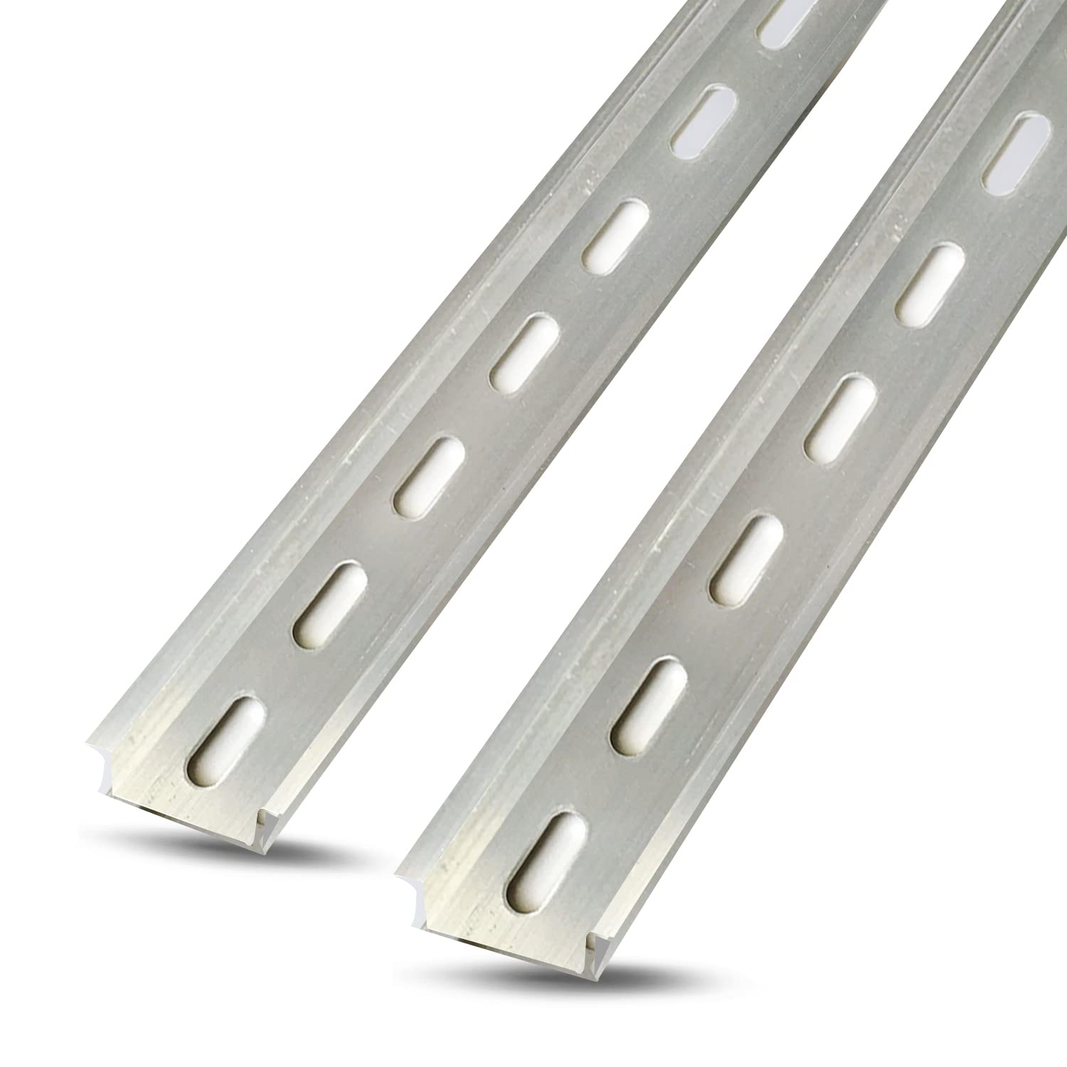 2 Piece DIN Rail Slotted for Hardware Components Mounting, Aluminum Din Rails with Rohs - 13 Inches Long, 35Mm Width, 7.5Mm Height