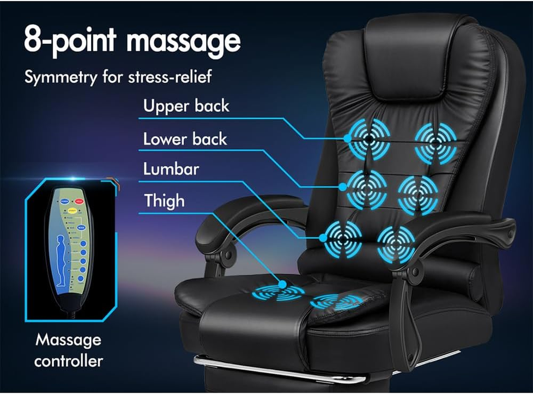 ALFORDSON Office Chair with Massage, Heated Seat and Footrest, Ergonomic Comp... - Picture 5 of 25