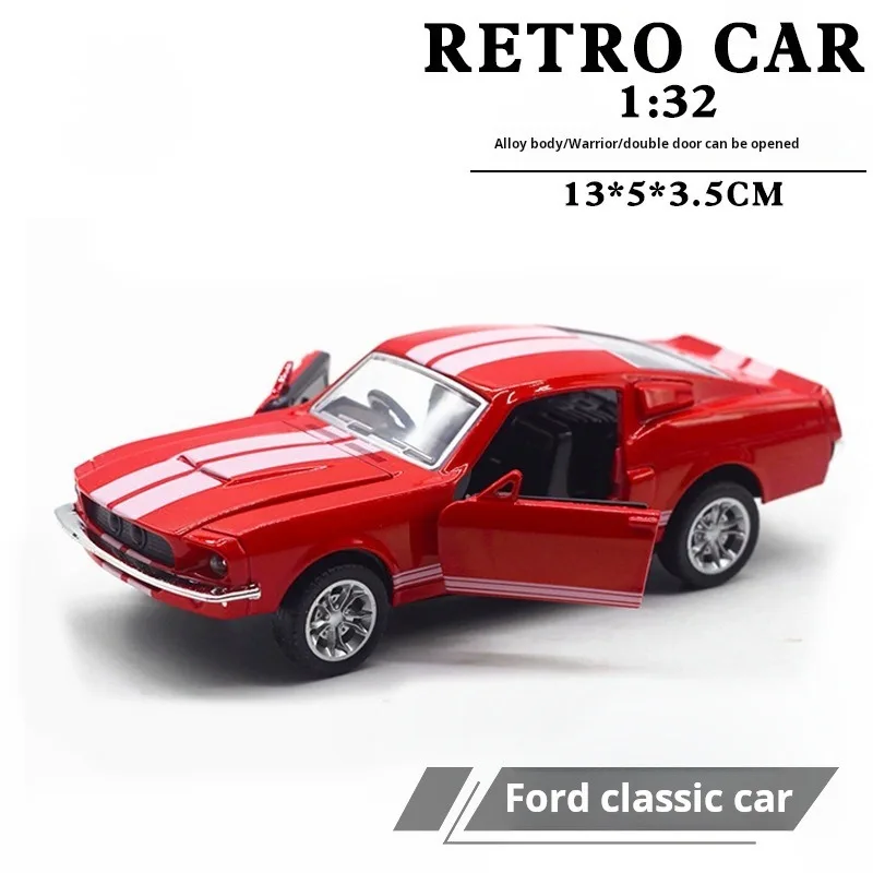 1:32 Alloy Diecast Mustang GT Classic Vintage Car Model Pull Back Car Miniature Vehicle Replica for Collection Gift for Kid