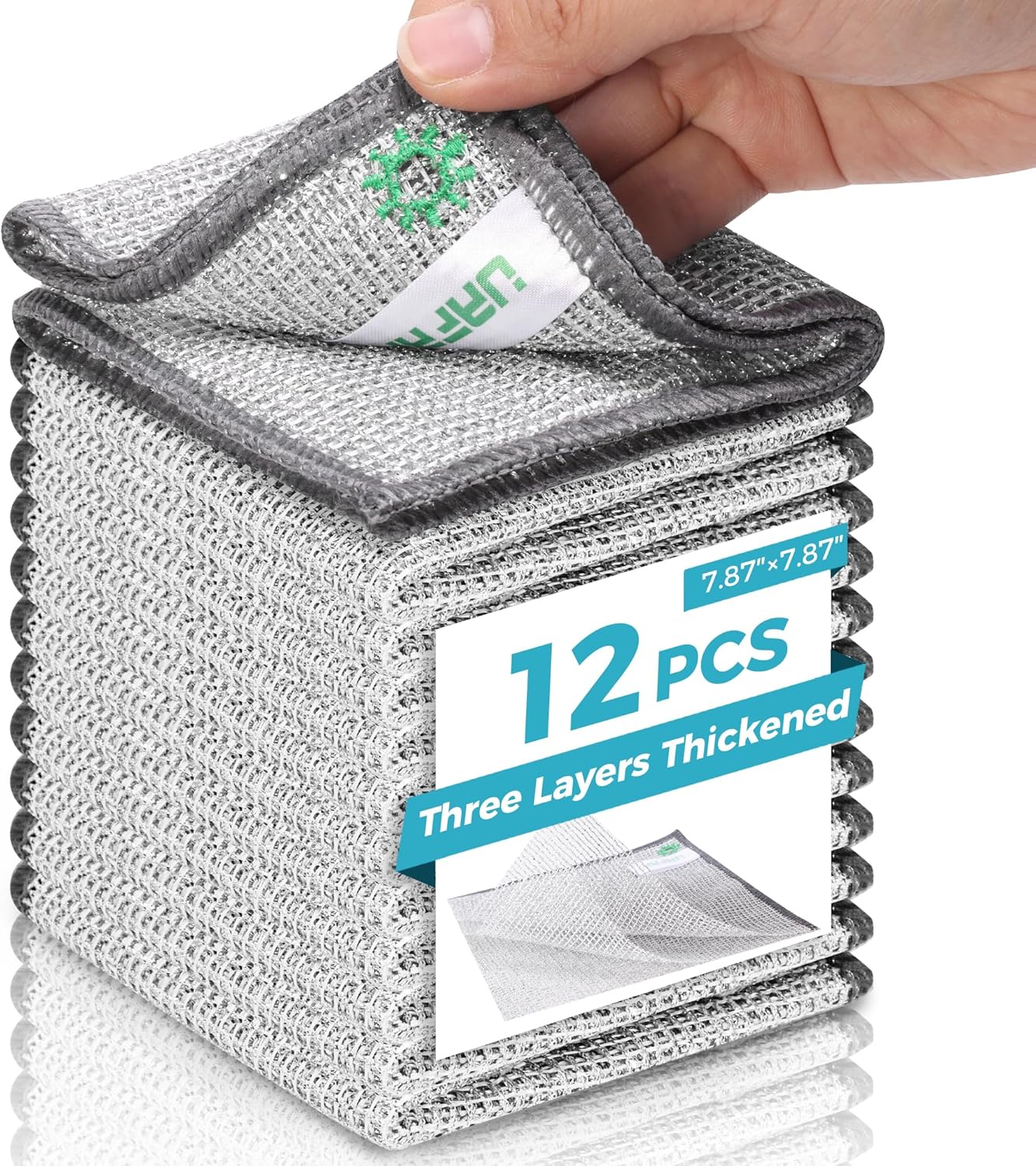 12 PCS Non Scratch Wire Dishcloth, Cleans Fast without Scratching, Stands up to Stuck-On Grime, Multi-Surface Safe, Wire Dishwashing Rag Cleaning Power for Everyday Jobs 7.87“ X 7.87”