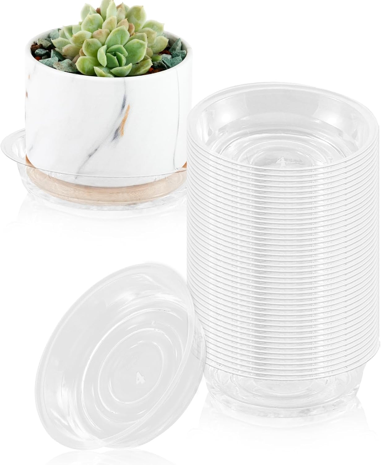40 Pack 4 Inch Plant Saucer Clear Plant Saucers for Indoors Flower Pot  Saucers S | eBay