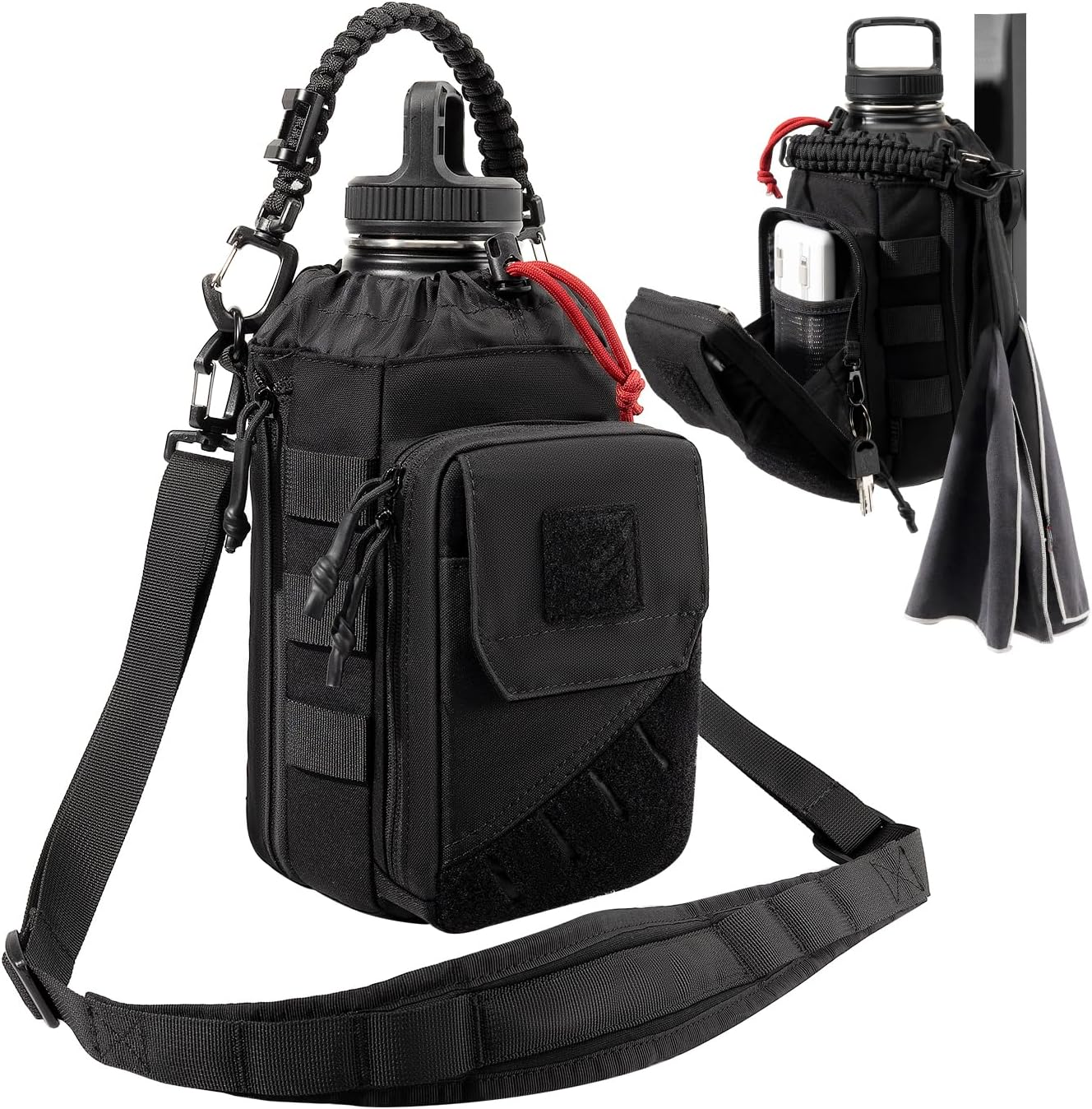 Magnetic Gym Bag for Men,Magnetic Gym Water Bottle Bag with Phone Pockets&40 64Oz Multiple Size, Water Bottle Holder with Adjustable Shoulder, Ideal for Fitness,Sports,Travel