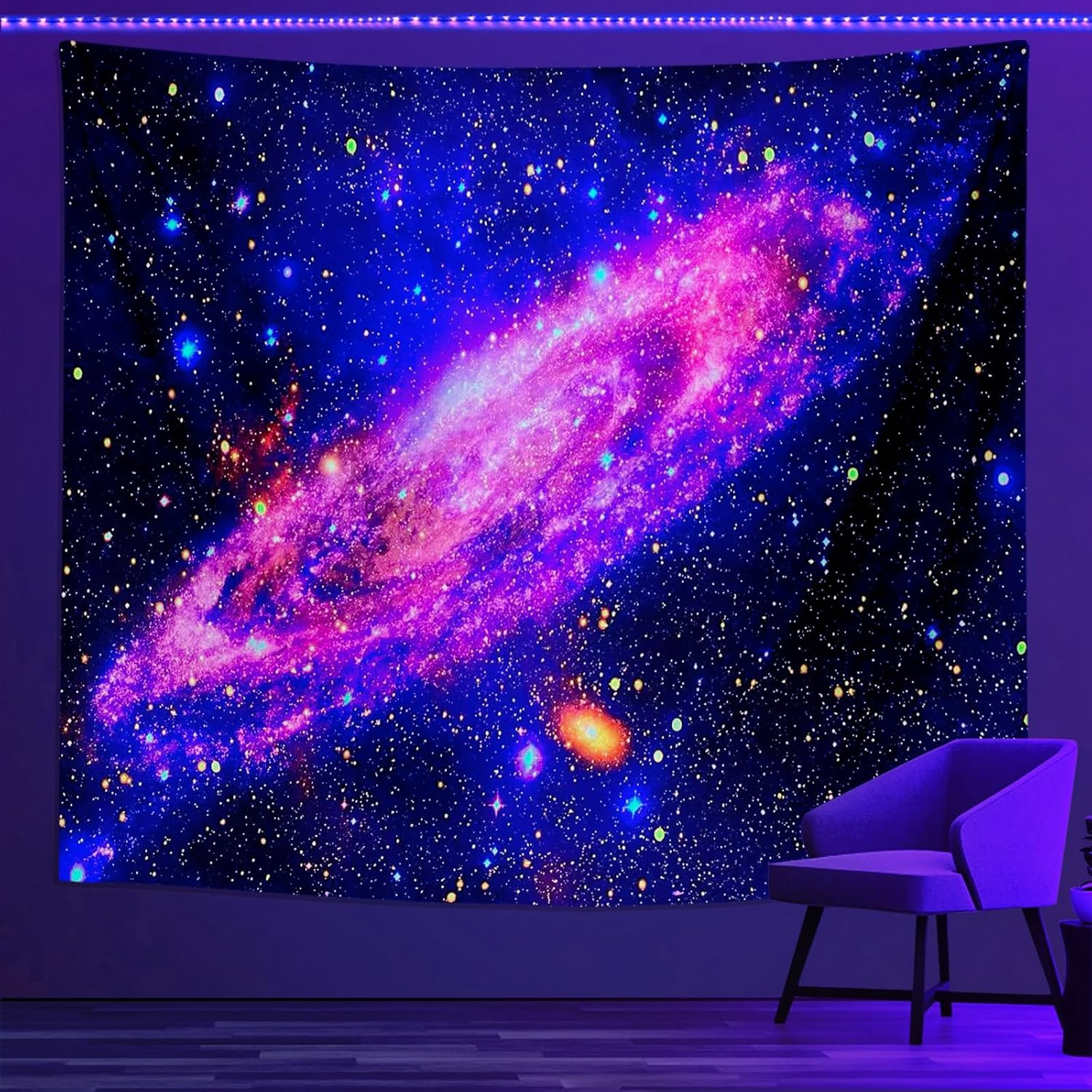 Blacklight Posters for Adults and Teens, Space Galaxy Backdrop UV Reactive, Black Light Tapestry for Boys Room (59 X 51 Inches)