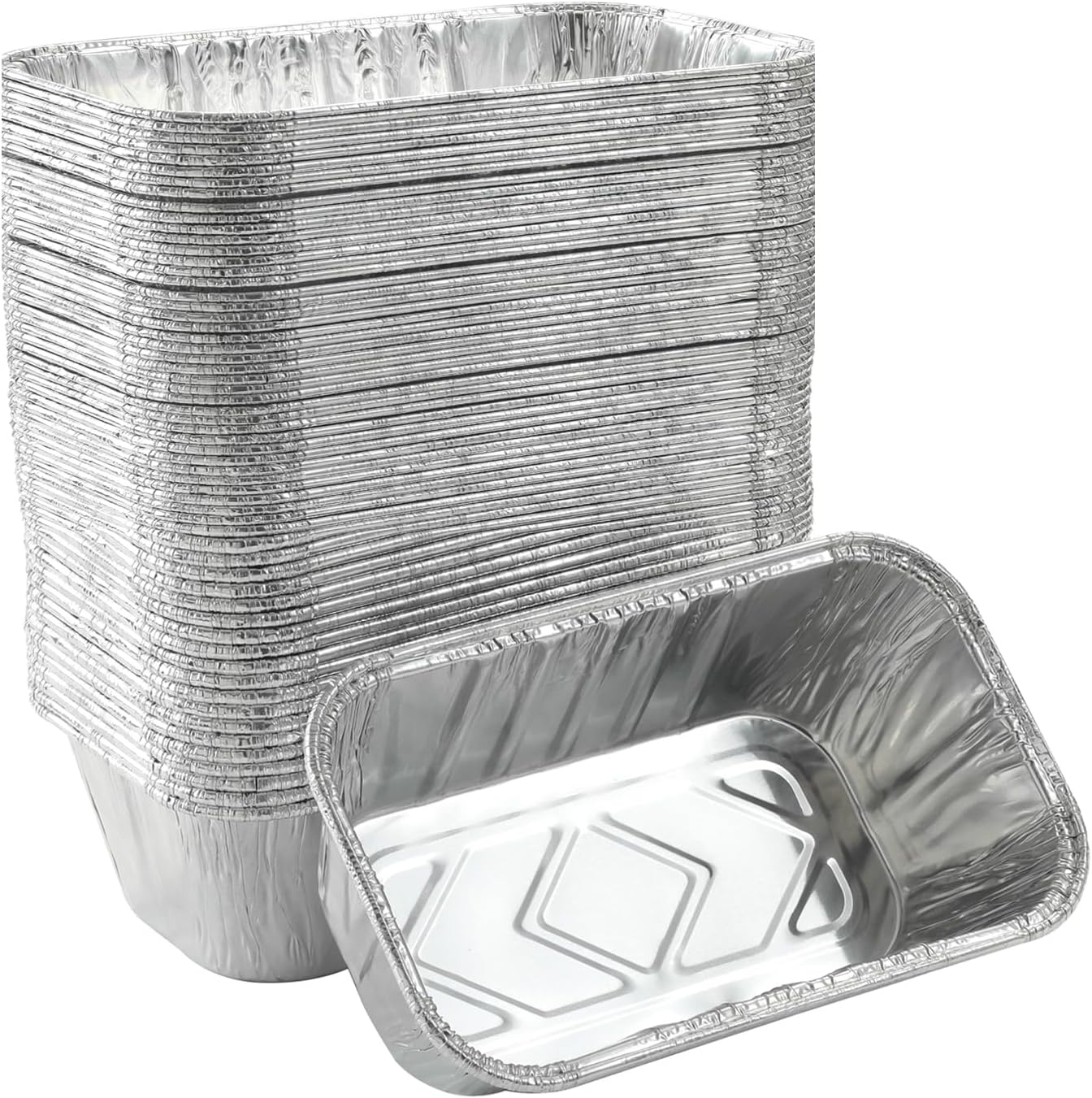 (50 Pack) 1Lb Mini Loaf Pans Heavy Duty Disposable Aluminum Foil Bread Tins Standard Size 6