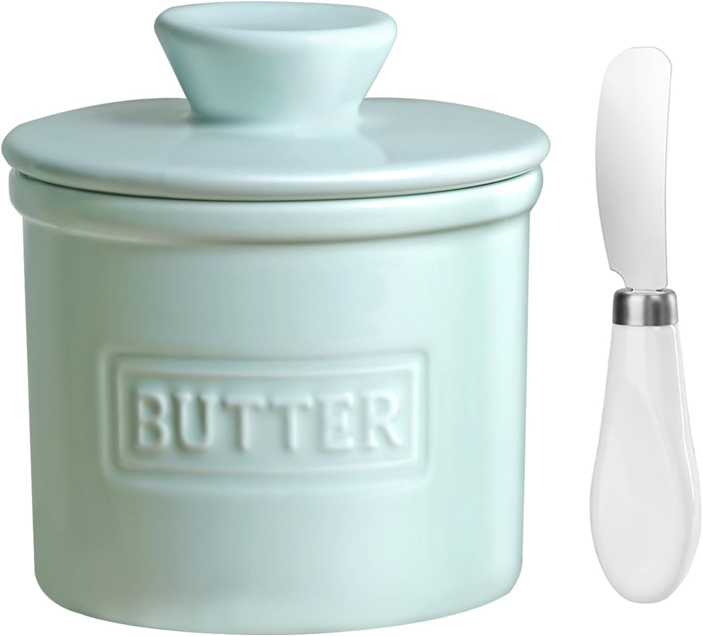 ADIVEE Butter Crock with Spreader, Porcelain French Butter Keeper with Water ... - Picture 9 of 13