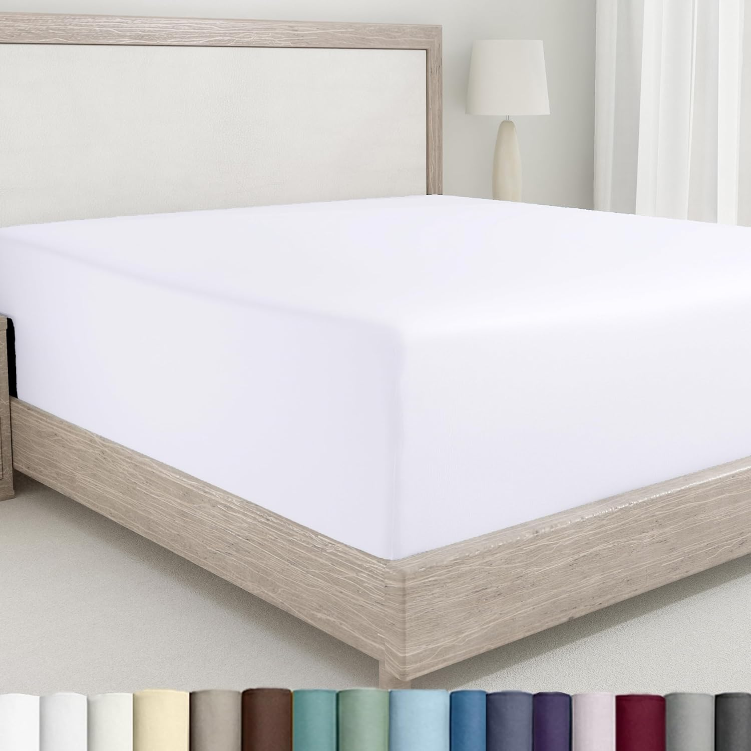 California Design Den King Size Fitted Sheet White, 100% Cotton 400 Thread Count Sateen, Deep Pockets, Durable Fitted Sheet Only (King, White)