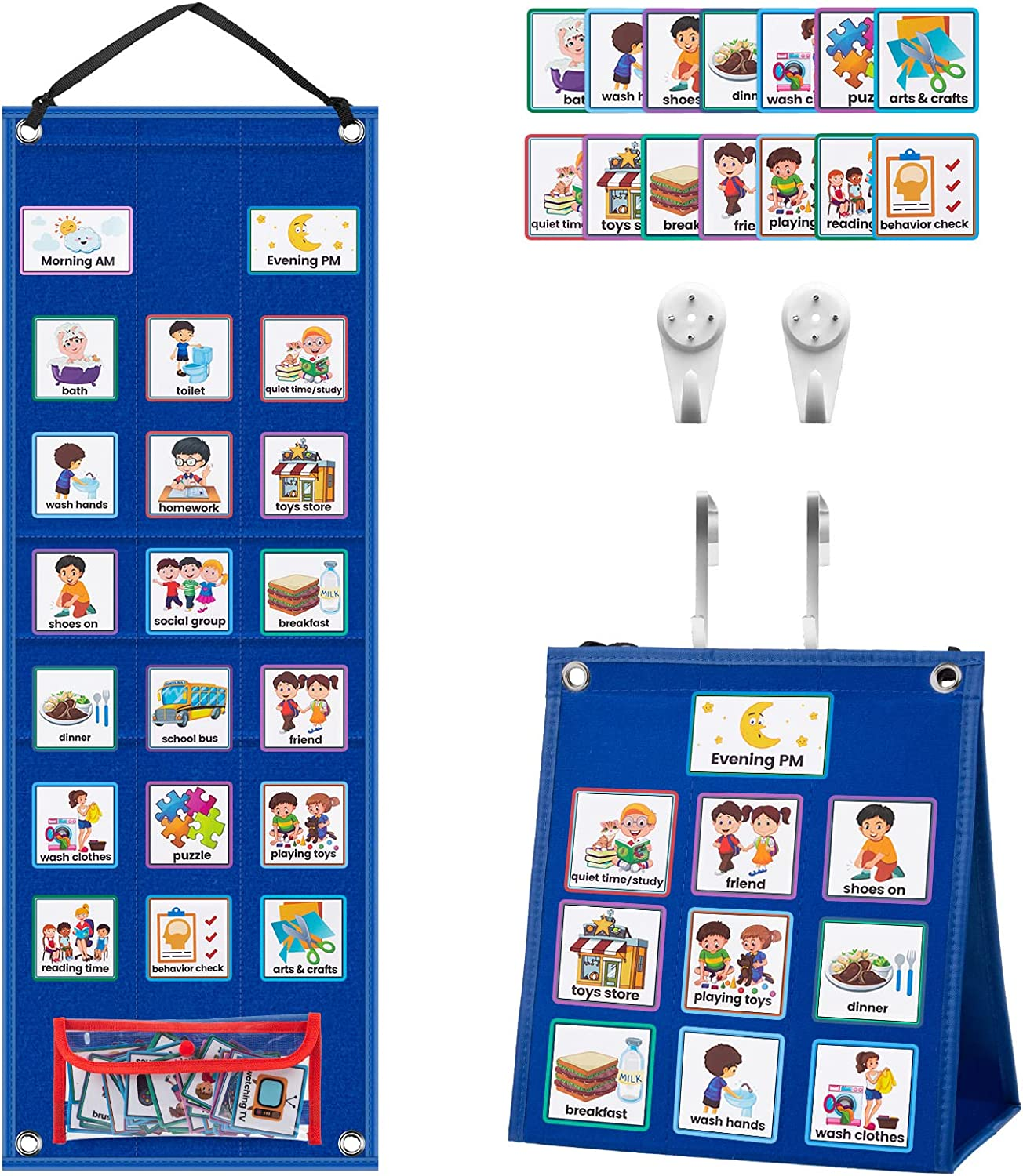 New Kids Visual Schedule Calendar Chart 2in1 Blue Fast Shipping