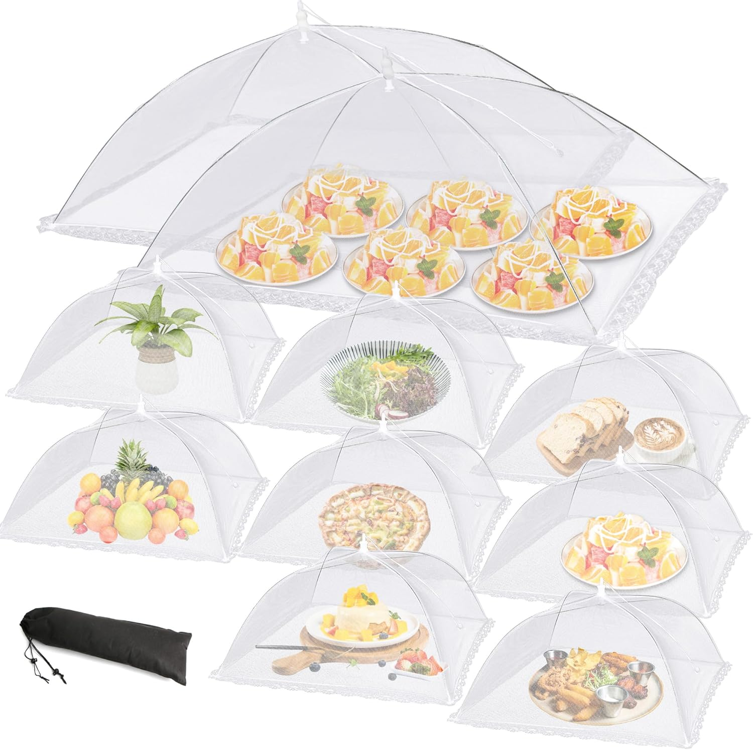 10 PACK Mesh Food Covers for Outside, Food Covers Outdoors Pop-Up Food Tents 2 Extra Large (40