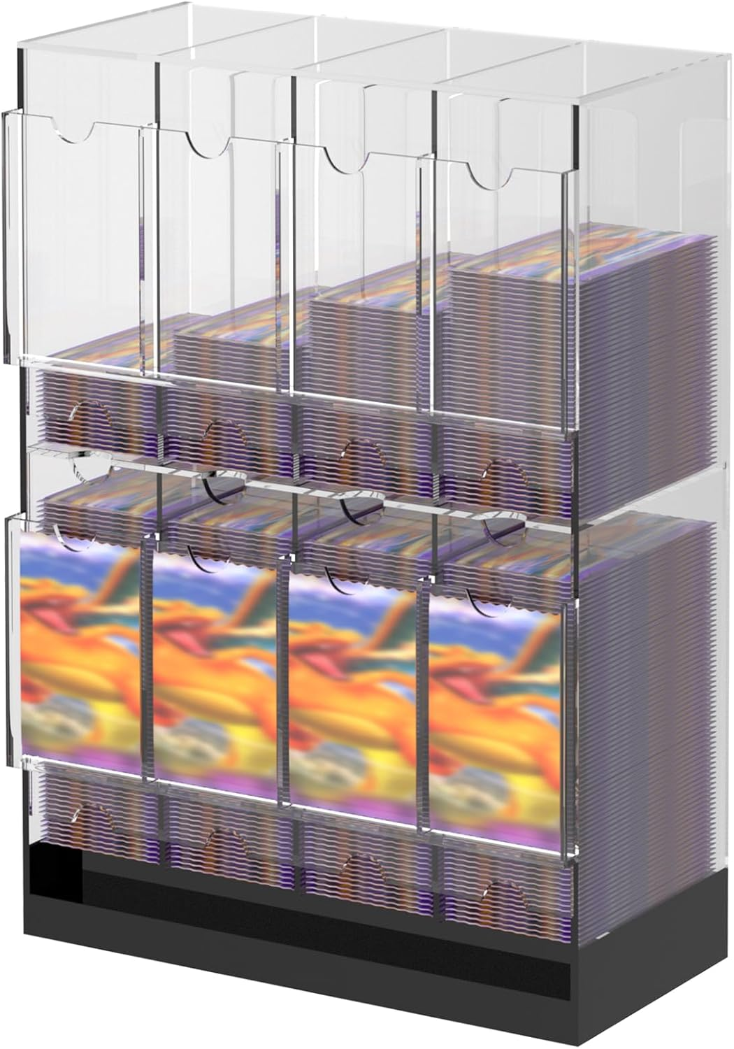 8-Slot Clear Acrylic Booster Pack Dispenser, Card Organizer with Black Base, Fits 280+ Booster Packs, 4Mm Thick Display Holders for Sports, Trading Collector Cards