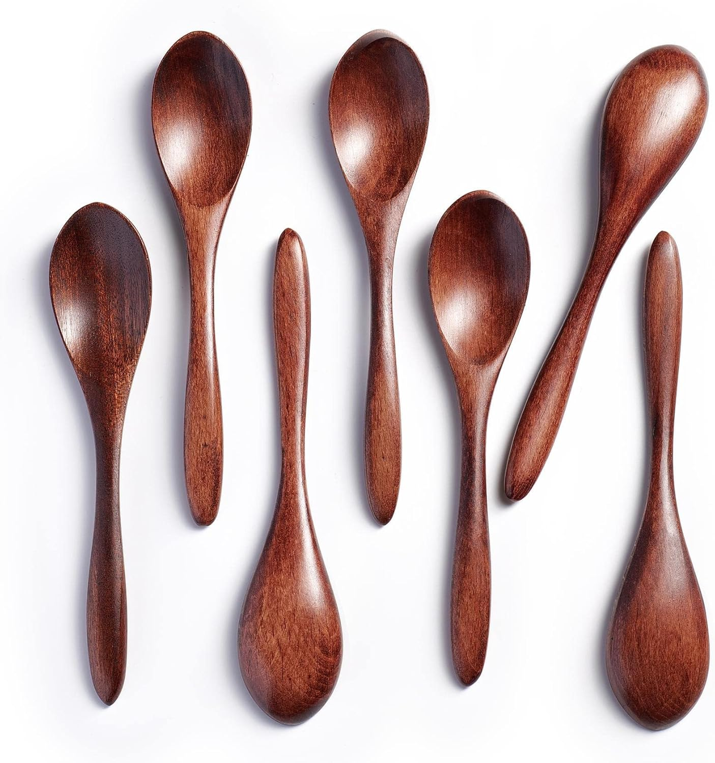 7 PCS Small Wooden Spoons, 5.8 Inch Honey Spoons for Tea, Hardwood Wooden Honey Teaspoon for Coffee, Little Tiny Wood Spoons, Bamboo Table Spoon for Stirring, Wooden Spoons for Utensils Set