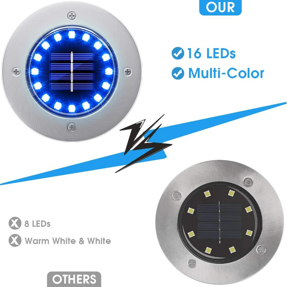 NFESOLAR Solar Outdoor Lights with 16 LEDs, Blue Color Bright Solar Ground Li... - Picture 3 of 13