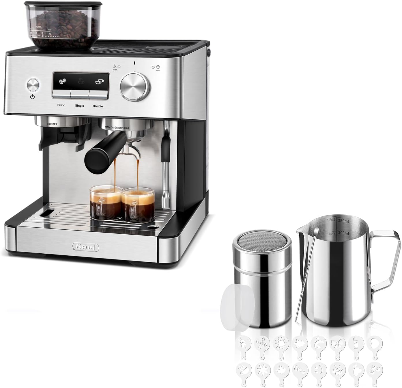Espresso Machine with 4 Milk Frother Pitchers for Perfect Coffee Creations