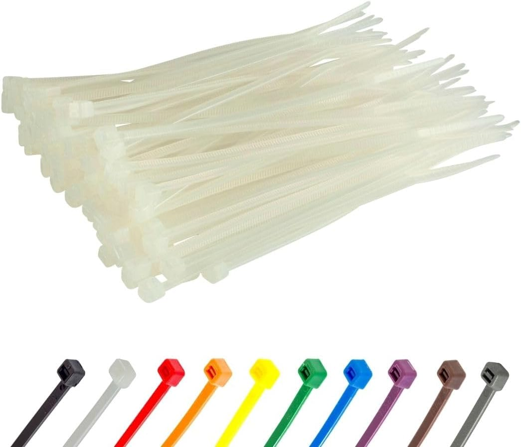 4 Inch White/Clear Zip Ties, 100 Pack, 18lb Strength, UV Resistant Small Nylon Cable Ties, Self-Locking 4