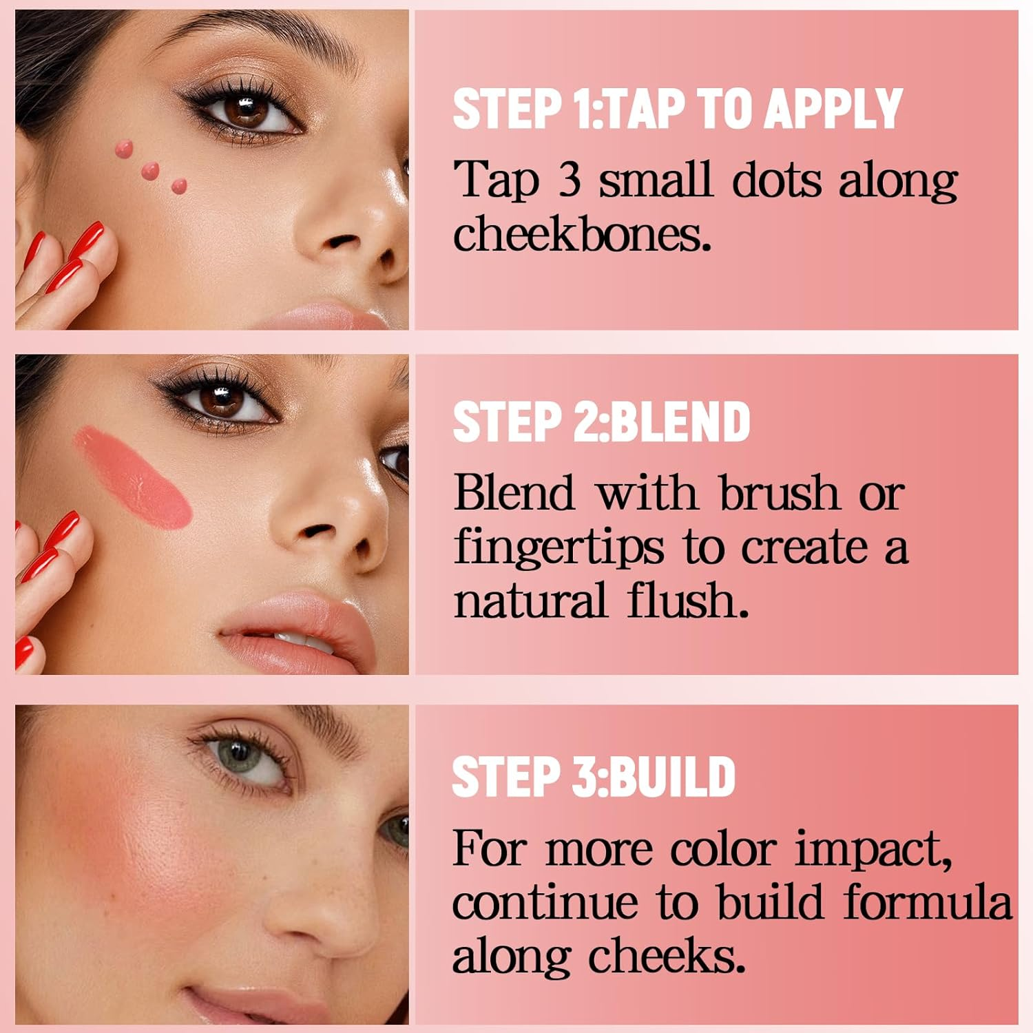 Apooliy Cream Blush for Cheeks,Liquid Blush with Brush,Long Lasting Blushes M... - Picture 5 of 15