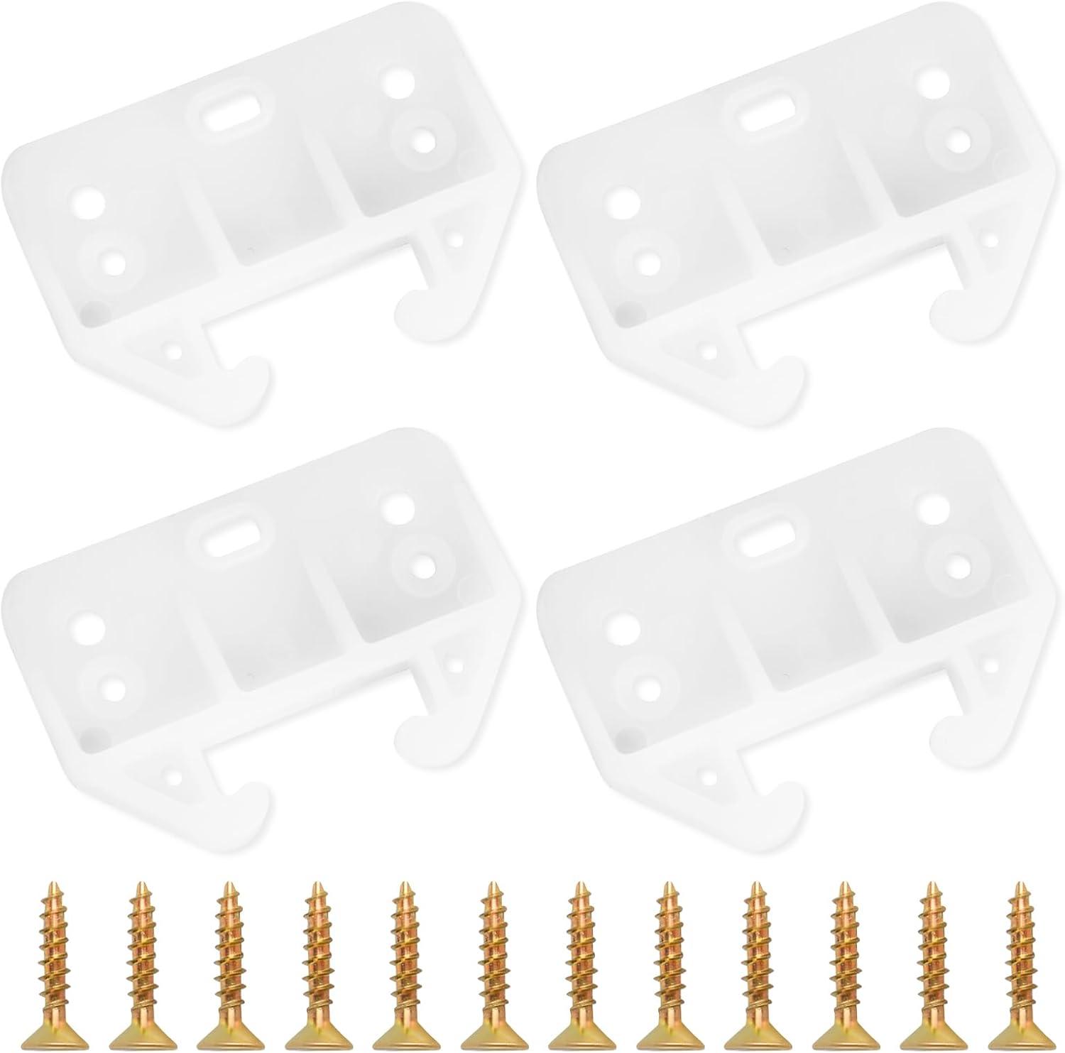 4 Pack White Drawer Rail Brackets Plastic Drawer Slides Guides with 12 Screws Dresser Drawer Slides Drawer  Furniture Parts for Hutches, Drawer Systems and Dressers