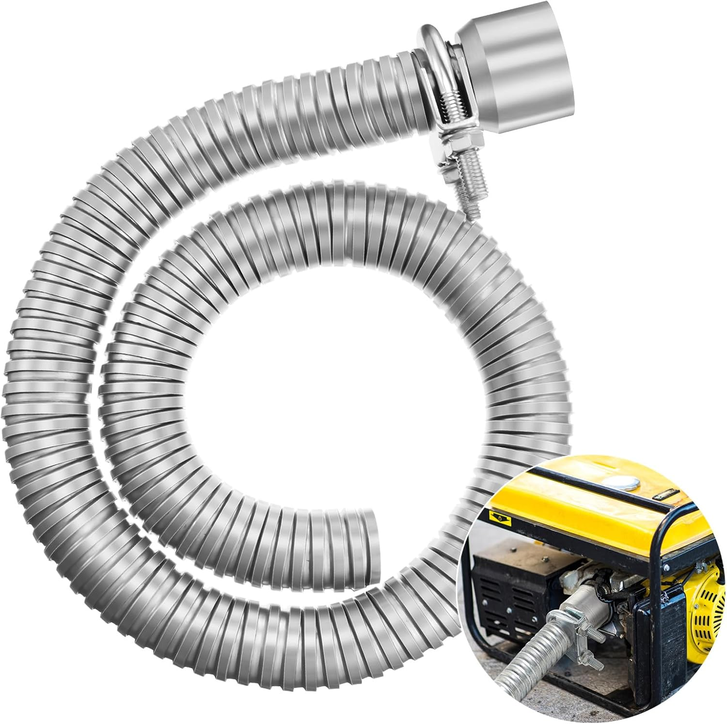 1 Set Generator Exhaust Extension Silencer Kit Universal Generator Muffler Silencer Kit 1 Inch Steel Exhaust Extension 3 Foot Length for Efficient Noise Reduction and Safe Exhaust Design