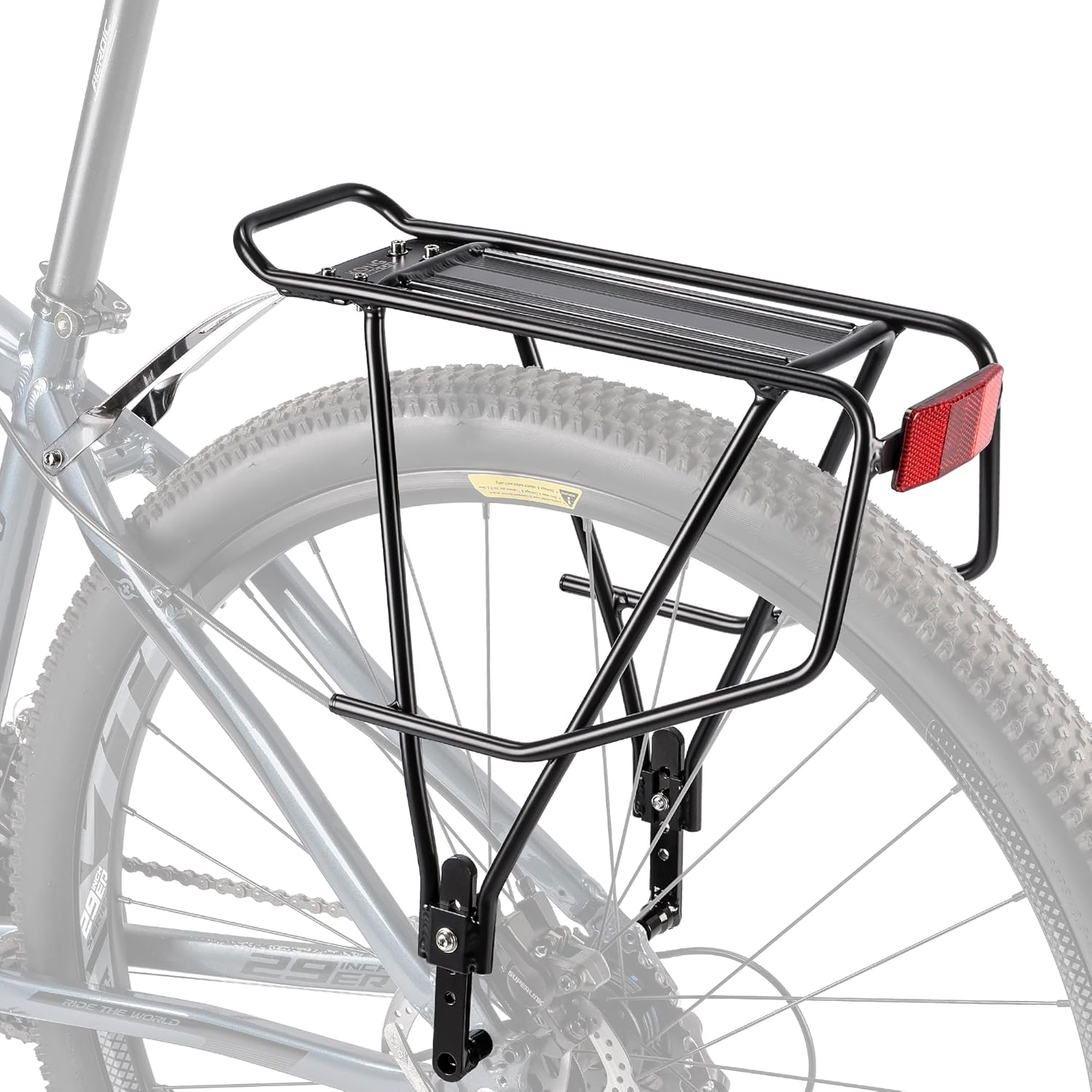 Rear Bike Rack - Bike Cargo Rack for Disc Brake/Non-Disc Brake Mount - Large Capacity Bicycle Pannier Rack, Height Adjustable for 26