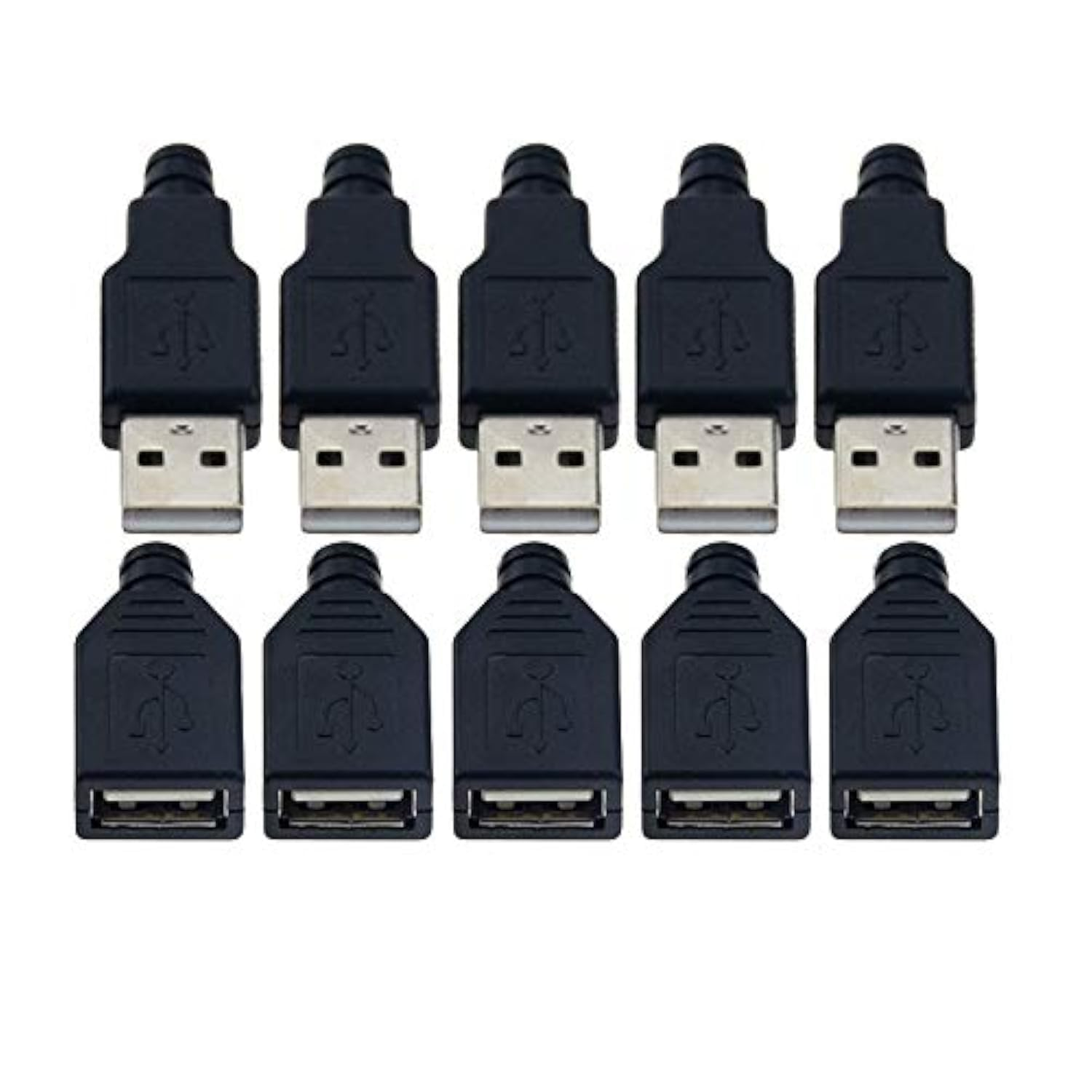 10 Pack USB Plug Replacement 4 PIN Type a Female Male Socket Connector Solder Terminal Repair AWG Wire Cable DIY Kit Jack for Fan LED Strip Charger Power Cord Mouse