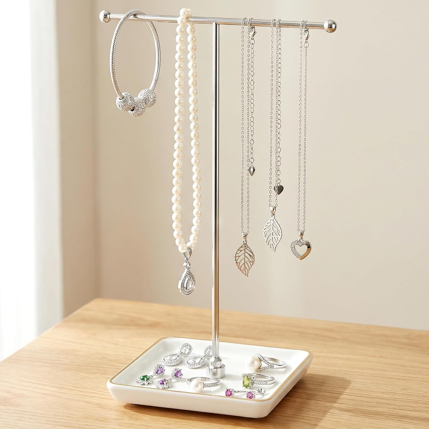 Jewelry Holder Stand with Ceramic Base: 12
