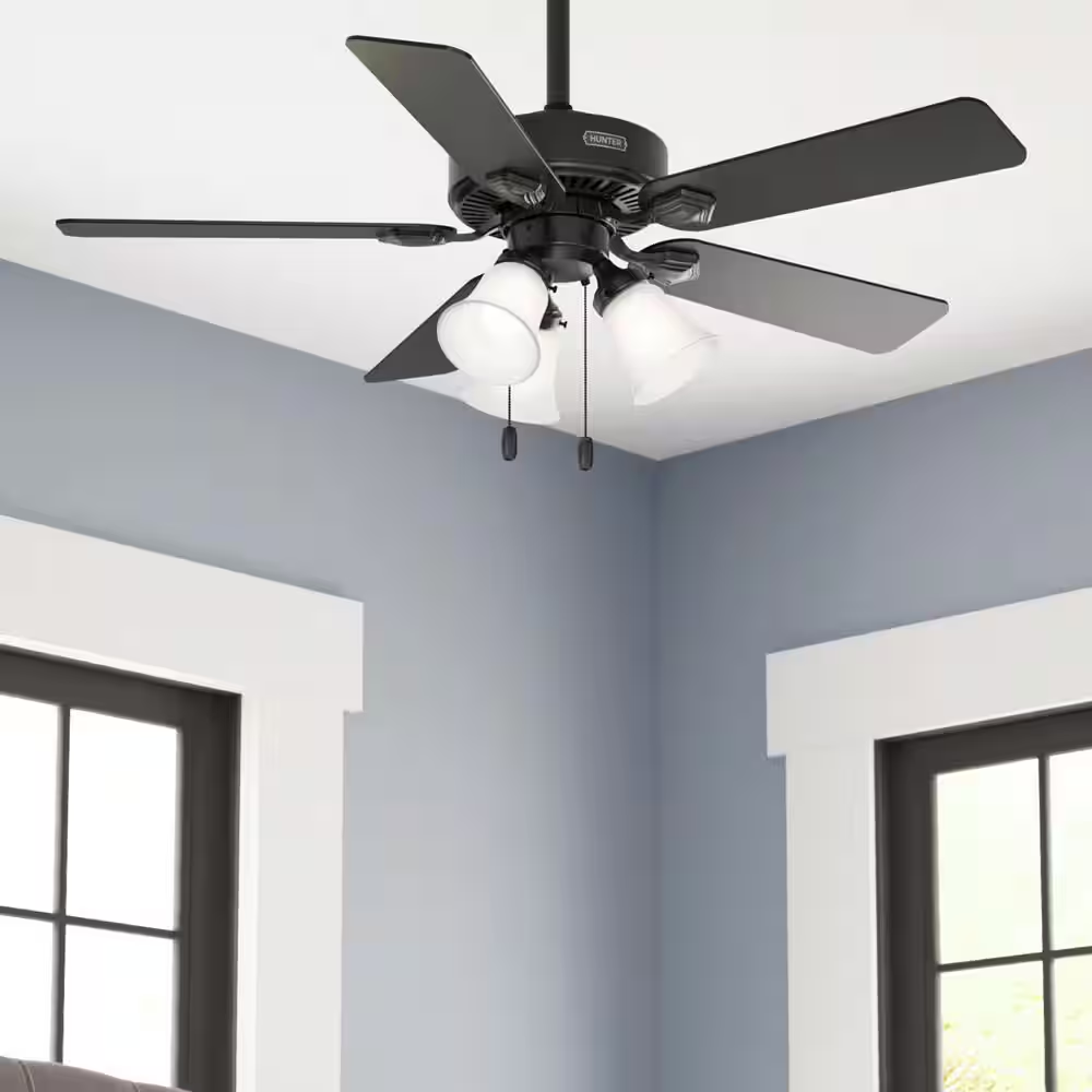 Swanson 44 In. ENERGY STAR Matte Black Indoor Ceiling Fan with LED Light Kit and Pull Chain