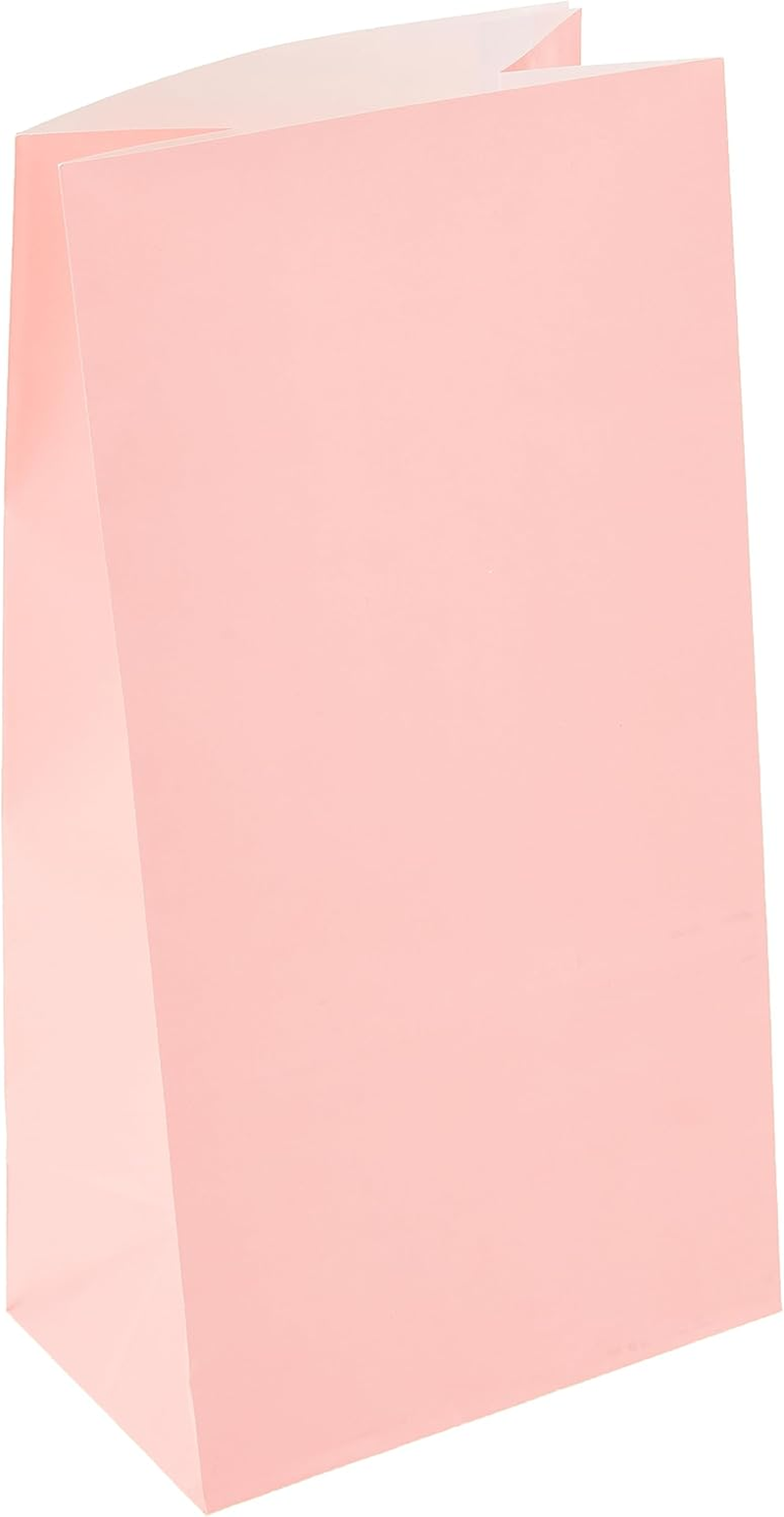 Vibrant Pastel Pink Paper Party Bags (Pack of 12) - Premium Quality, Perfect for Celebrations & Gifts
