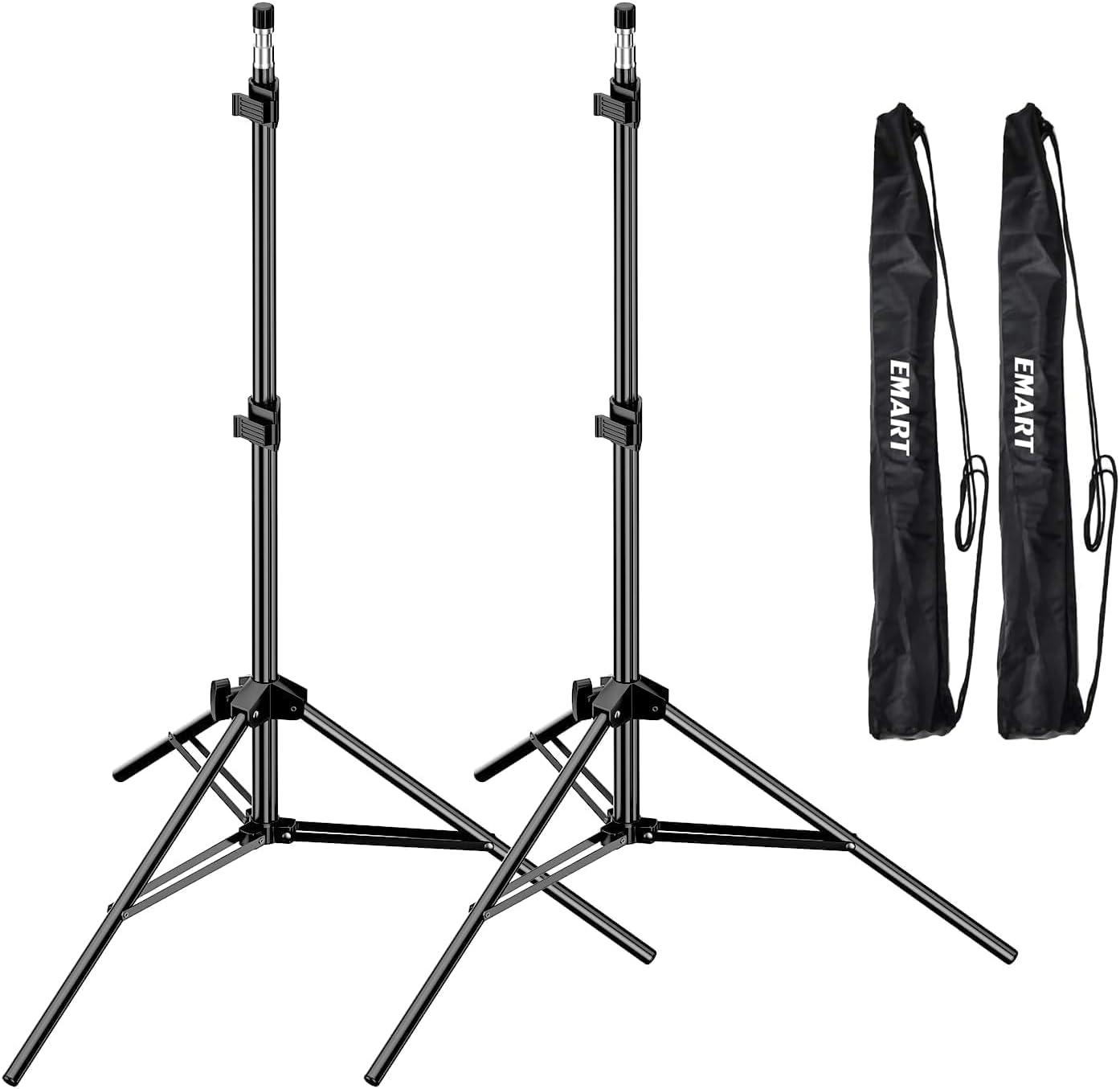 EMART 7 Ft Light Stand for Photography, Portable Photo Video Tripod Stand, 2 Pack Lighting Stand with Carry Case for Speedlight, Flash, Softbox,Strobe Light, Camera, Photographic Portrait