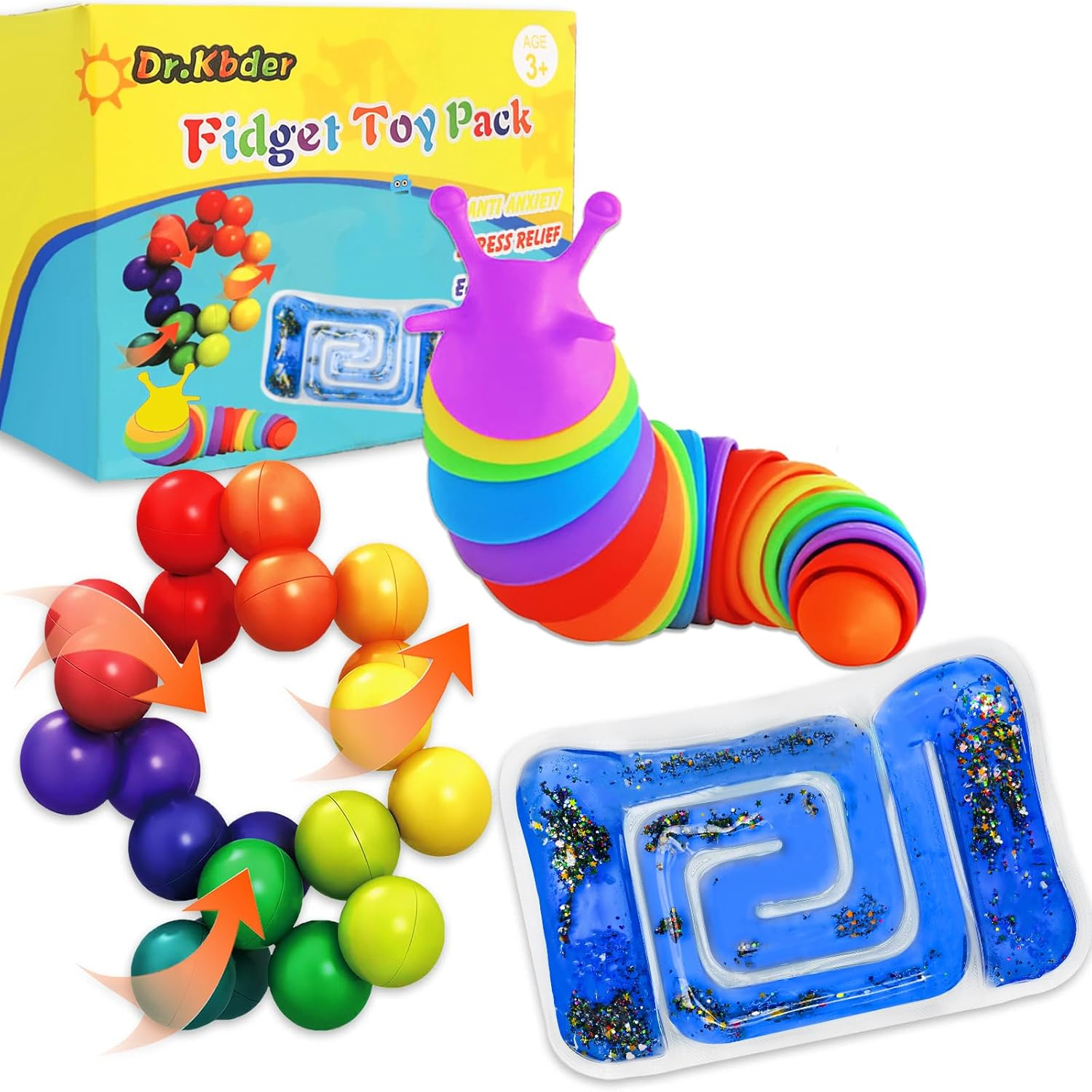 Sensory Toys for Autistic Kids, Autism Squishy Fidget Toys Slug Quiet Fidgets 
