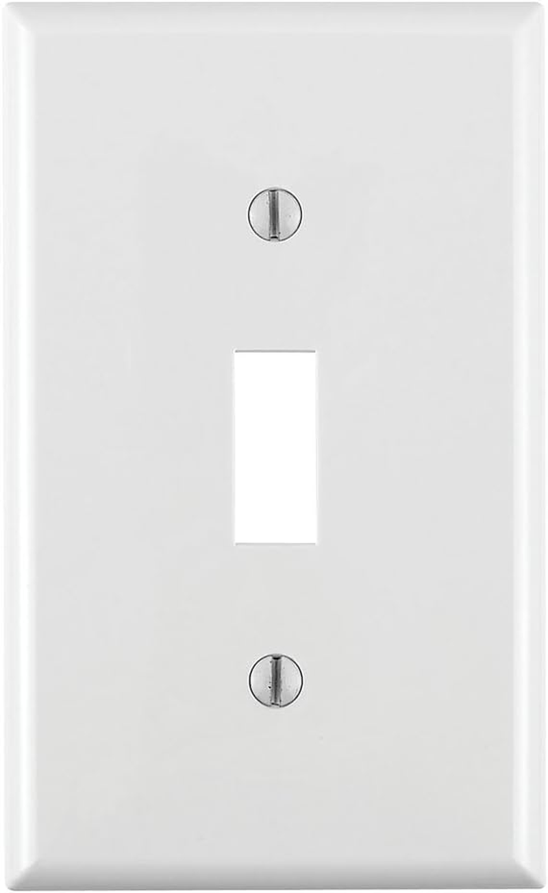 1-Gang Toggle Device Switch Wallplate, Standard Size, Thermoplastic Nylon, Device Mount, 80701-W, White