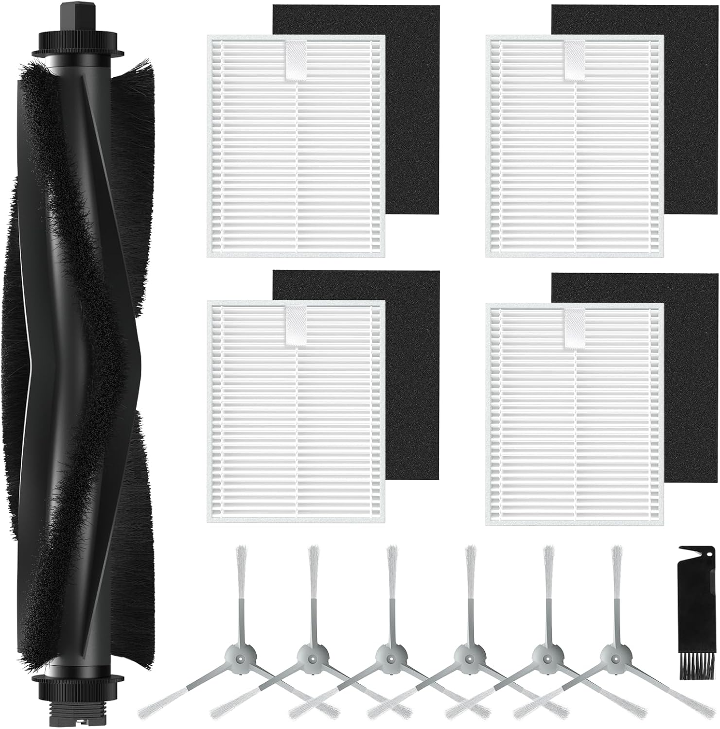 12 Pack Replacement Accessories Kit Compatible with Eufy L60/ L60 SES/ L50/ L50 SES Robot Vacuum Replacement Parts (1 Pack Roller Brush+4 Pack Filter & Sponge+6 Pack Side Brush+1 Cleaning Kit)