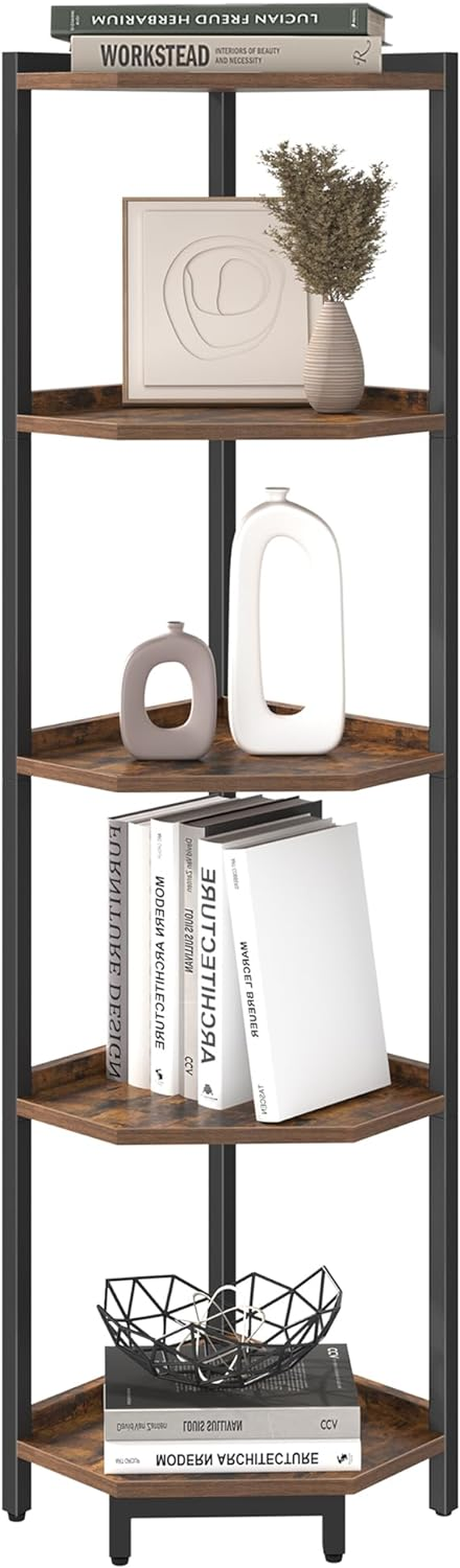 Hzuaneri Corner Shelf Stand, Corner Bookshelf, Storage Standing Shelf Unit wi... - Picture 8 of 14