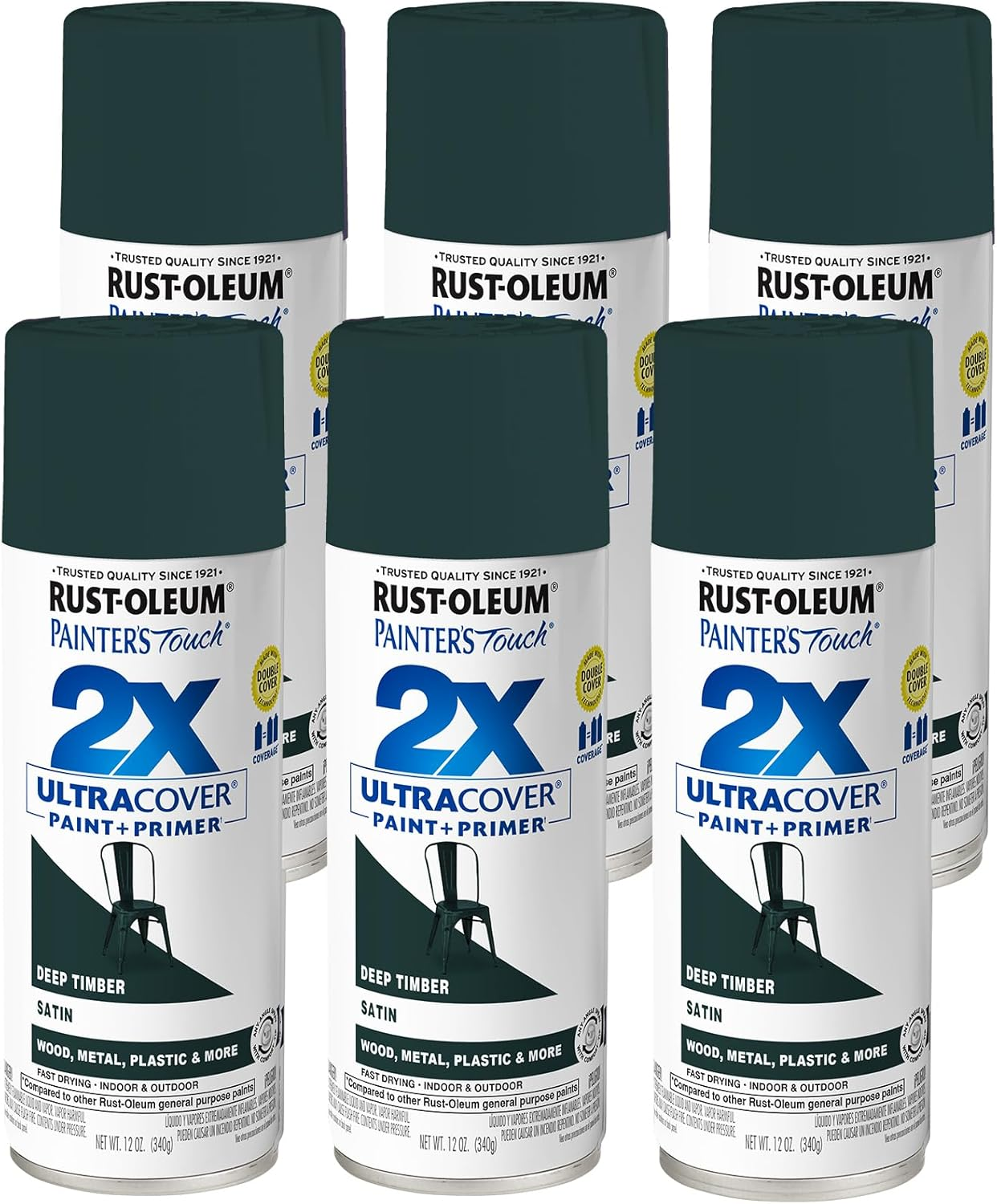 393570-6PK Painter'S Touch 2X Ultra Cover Spray Paint, 12 Oz, Satin Deep Timber, Pack