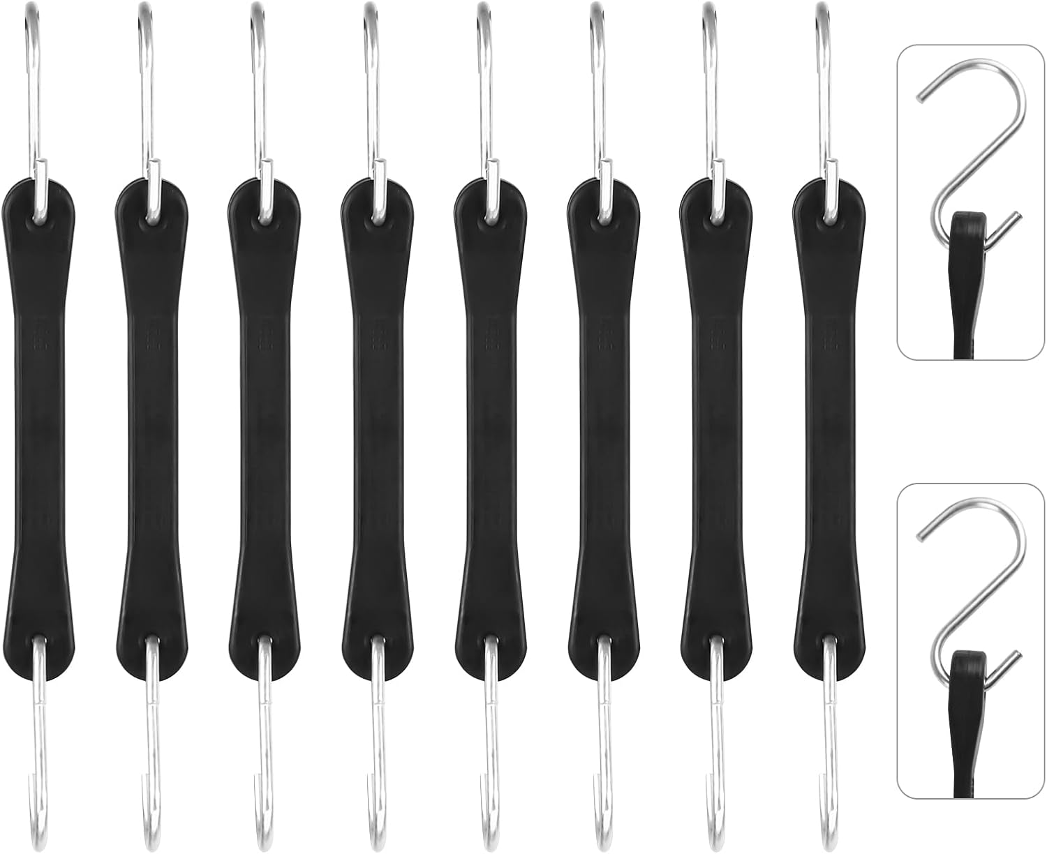 6 Inch Rubber Bungee Cords with Hooks, 10 Pack EPDM Bungee Cords Heavy Duty Outdoor, Black Rubber Straps Stretch Tie-Downs with S Hooks for Canvas Canopies, Motorcycle, and Tarp Covers