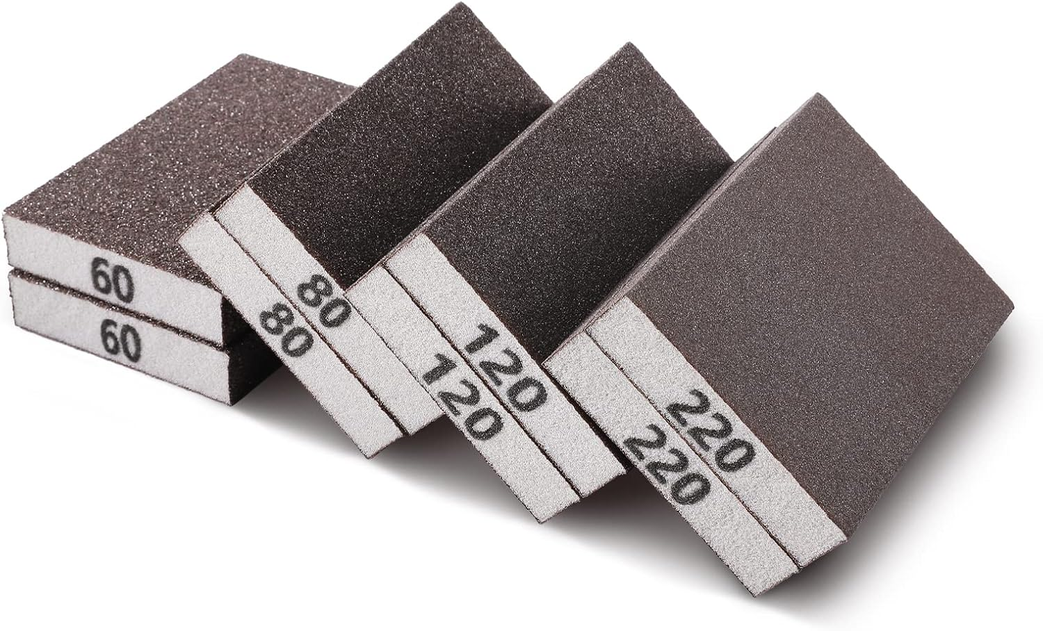 8PCS Sanding Sponge Blocks 60/80/120/220 Grit Wet Dry for Wood Drywall Metal 